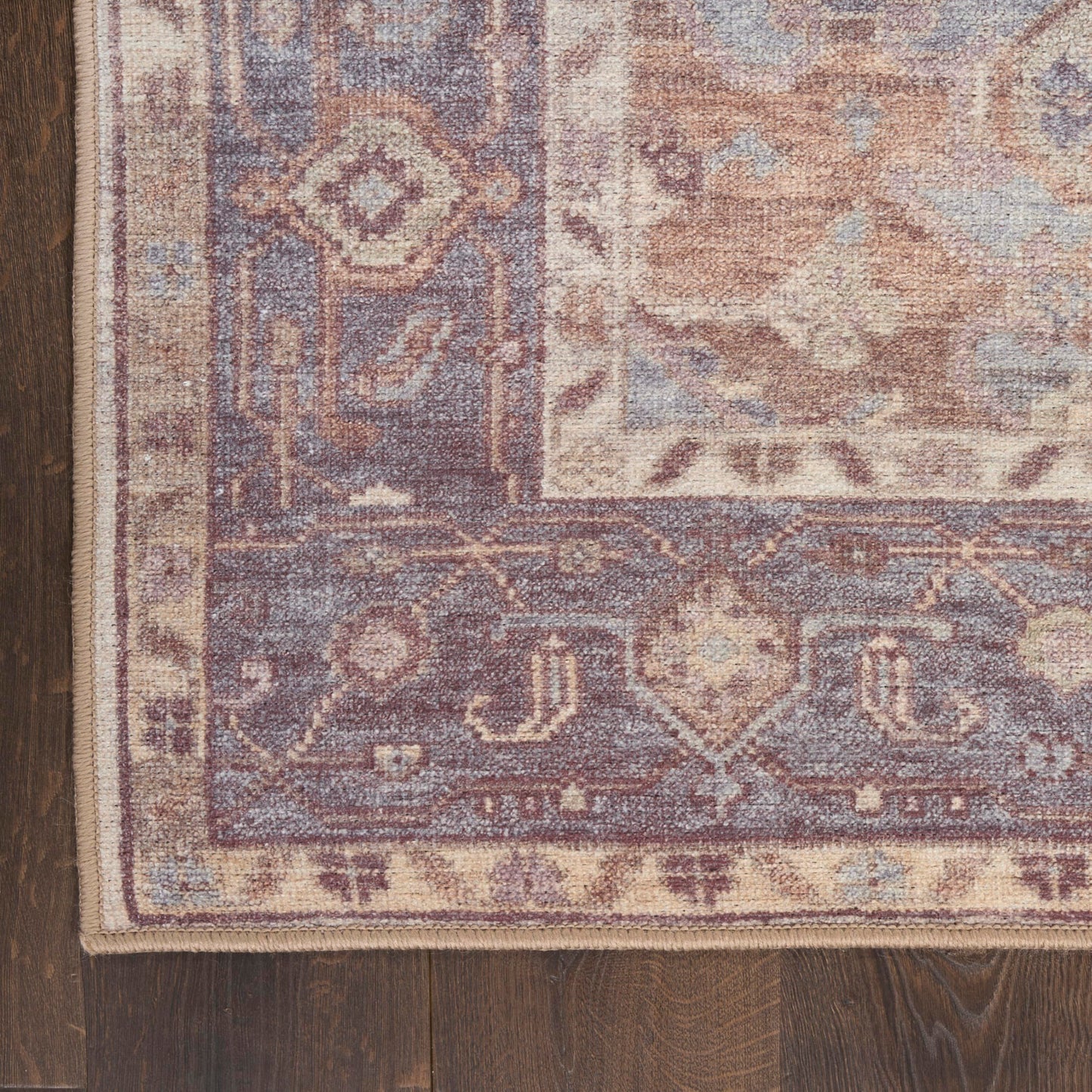 Nourison Home Vintage Washables Ivory Purple 2' x 6' Area Rug - Easy Clean, Non Shedding, Bed Room, Living Room, Dining Room, Kitchen (6' Runner)
