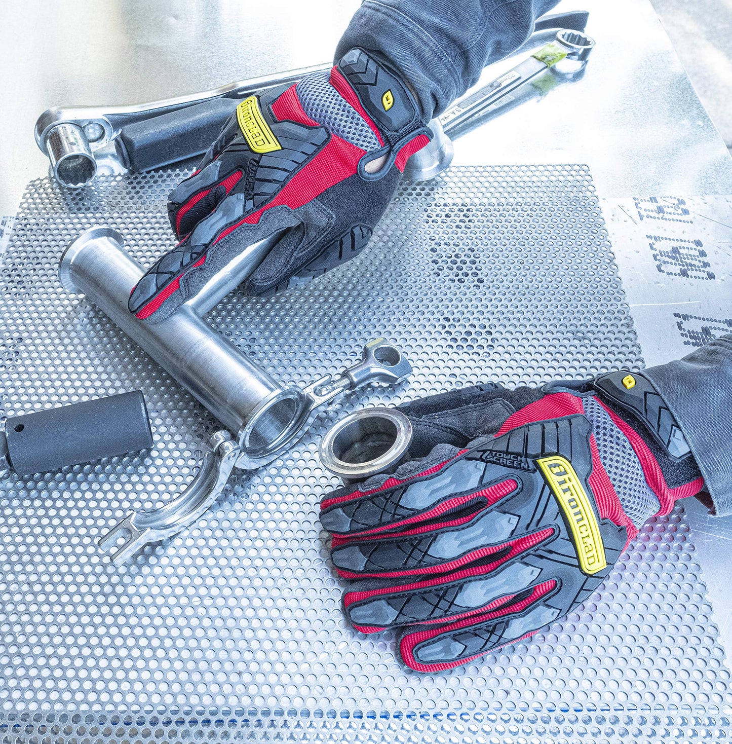 Ironclad Command Impact 360 Cut A5 Work Gloves; Touch Screen Gloves Conductive Palm & Fingers, Impact Protection, Machine Washable, Sized S, M, L, XL, XXL (1 Pair), Red (IEX-MIGR5-03-M)