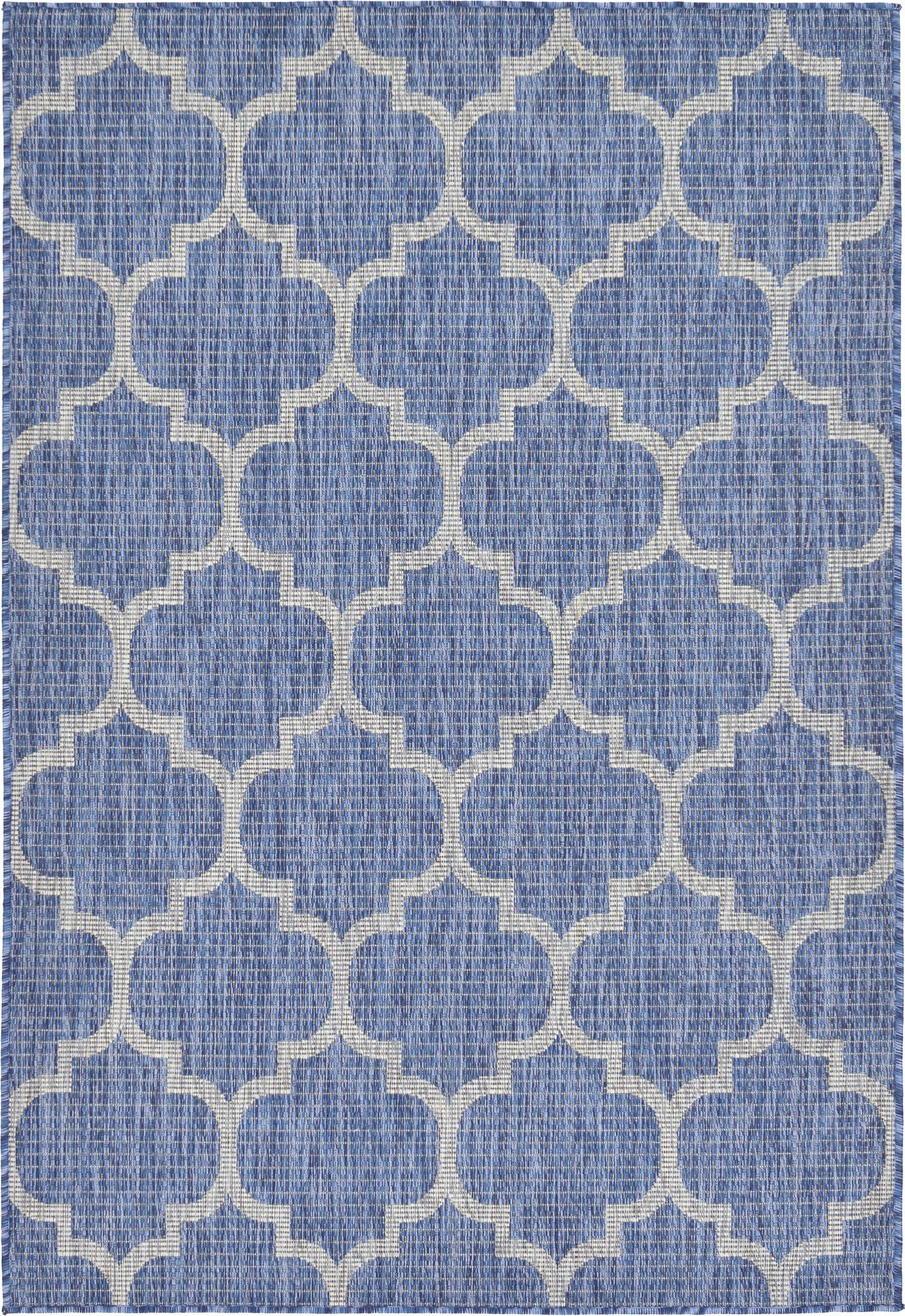 Unique Loom Outdoor Trellis Collection Area Rug (4' 1" x 6' 1" Rectangle, Navy Blue/ Ivory)