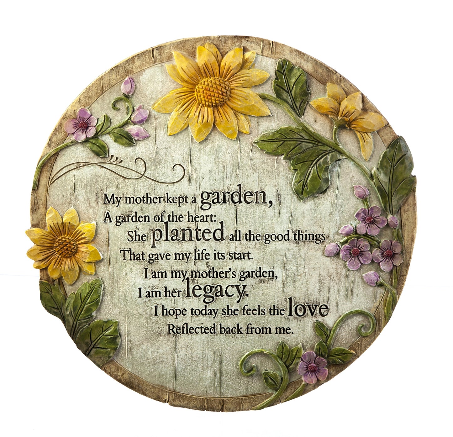 Evergreen Flag Memorial Stones | My Mother Kept a Garden | 12 Inches Wide | Remembrance Decor for Homes, Lawn and Garden | Outdoor or Indoor