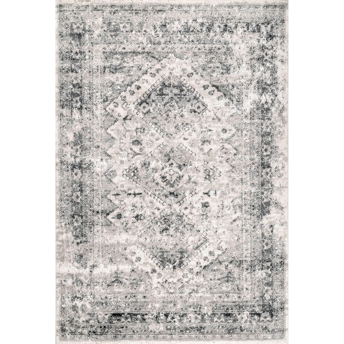 Nuloom Madisson Grey/Ivory, 5' x 8', Vintage Medallion, Recycled Materials, Soft and Cozy, High Traffic, Stain Resistant, Easy Clean, Durable Area Rug for Bedroom, Living Room, Dining, Entryway