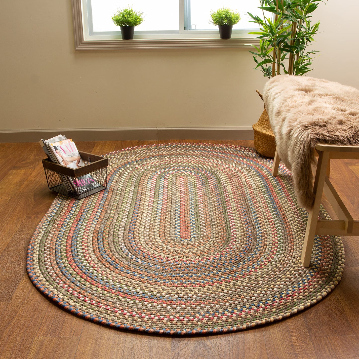 Super Area Rugs Roxbury American Made Braided Rug for Indoor Outdoor Spaces, Dk. Taupe/Natural Multi, 2' X 3' Oval