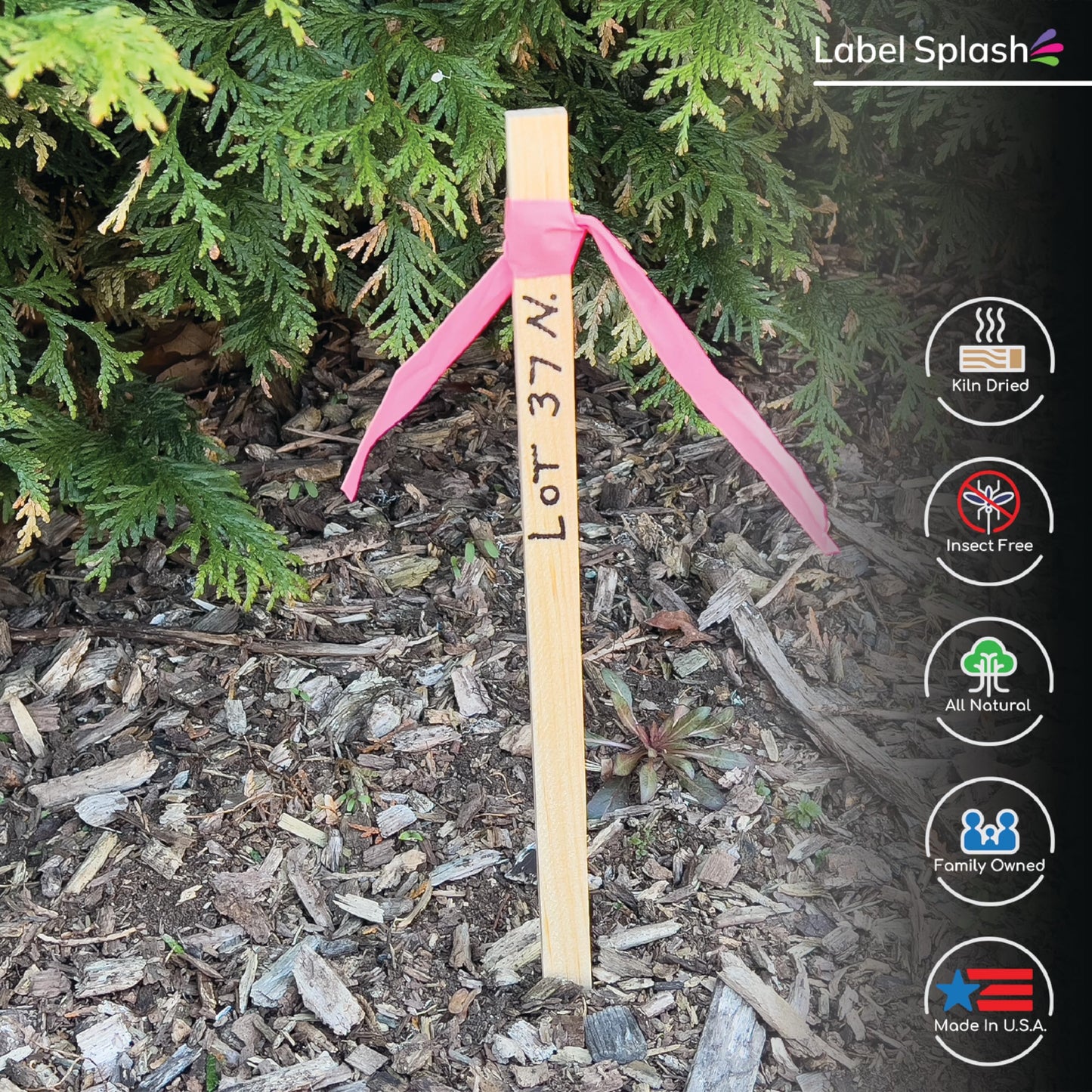 25 Pack 12" Wood Stakes for Garden Marking Survey Grading Paint Stirring Stick Model Building Shim Landscaping Plant Support and Crafts 12 Inch Made in THE USA by LABELSPLASH