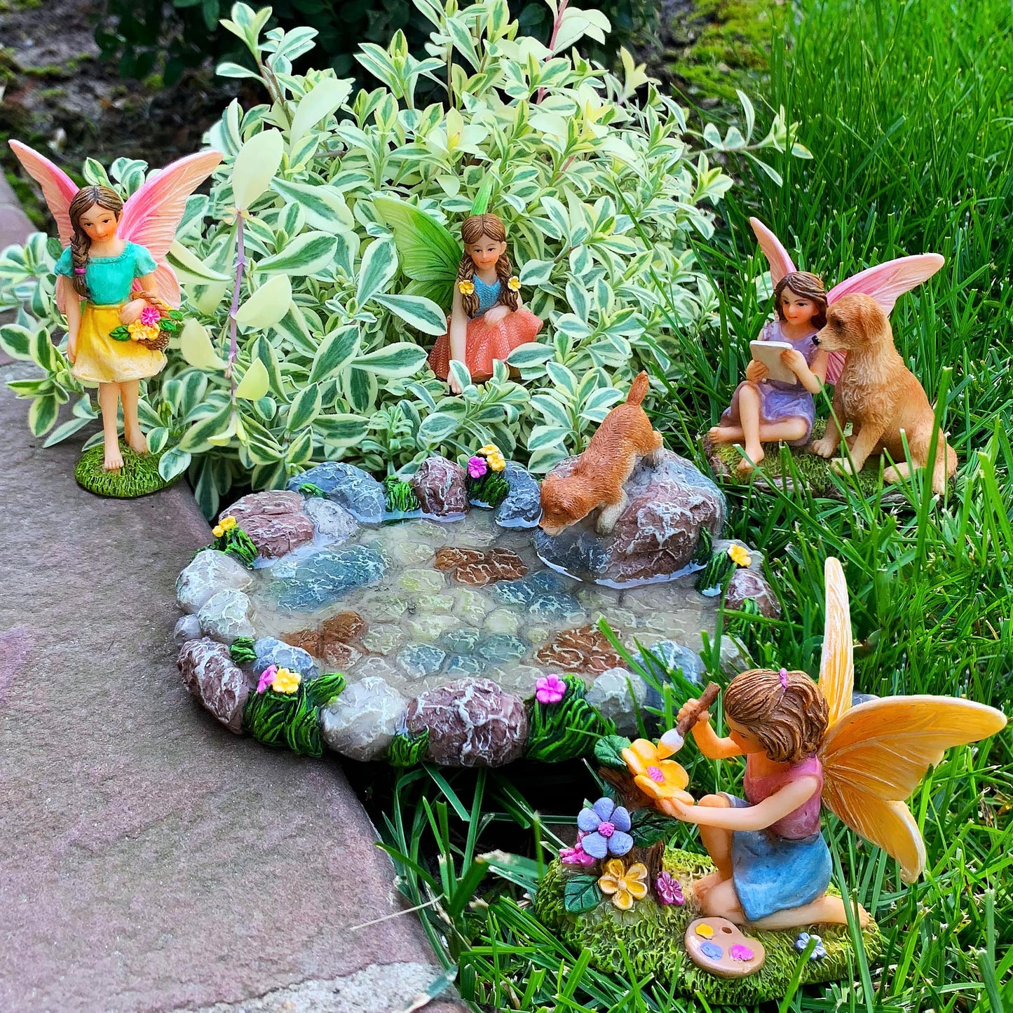 Mood Lab Miniature Garden Decor - Decorative Resin Pond Statues (5 pcs) - Indoor & Outdoor Use