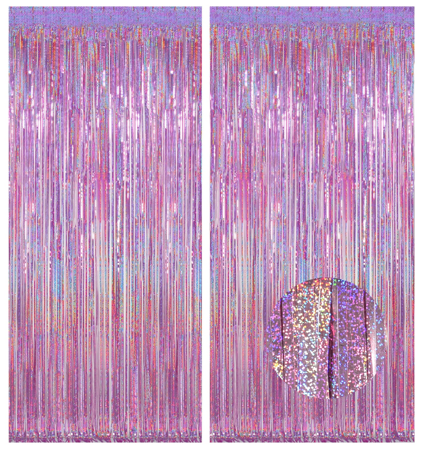 Melsan 2 Pack 3.2 ft x 8.2 ft Tinsel Foil Fringe Curtains Backdrop, Sparkle Metallic Foil Curtains for Party Photo Booth Props Decoration, Pinkish Purple