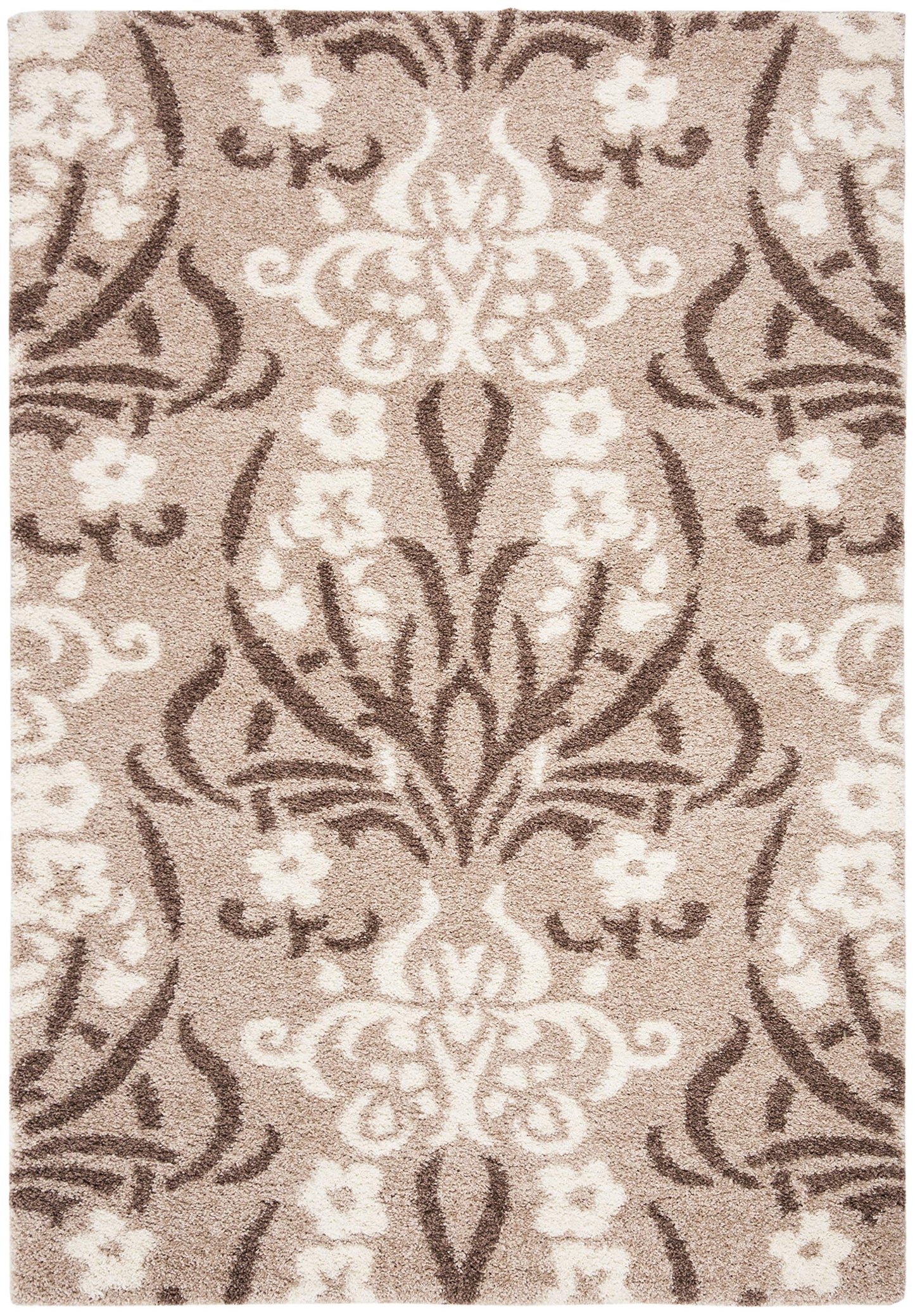 SAFAVIEH Florida Shag Collection Accent Rug - 3'3" x 5'3", Beige & Cream, Non-Shedding & Easy Care, 1.2-inch Thick Ideal for High Traffic Areas in Foyer, Living Room, Bedroom (SG457-1311)