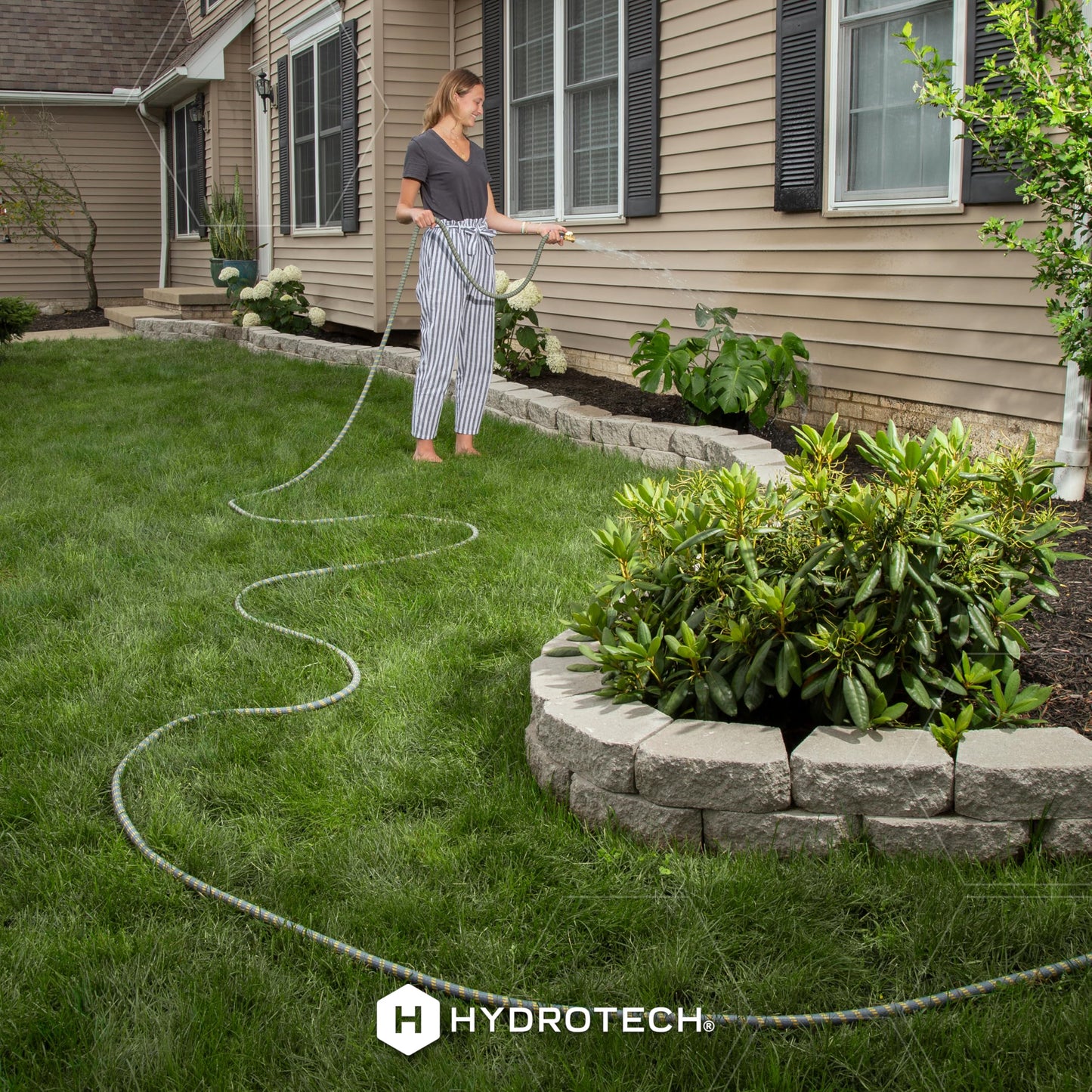 HydroTech 100 ft Expandable Garden Hose with Patented Force Control Technology - 5/8" No-Kink Flexibility, Lightweight Hose for Lawn, Garden, Car Washing, Deck and Patio Cleaning