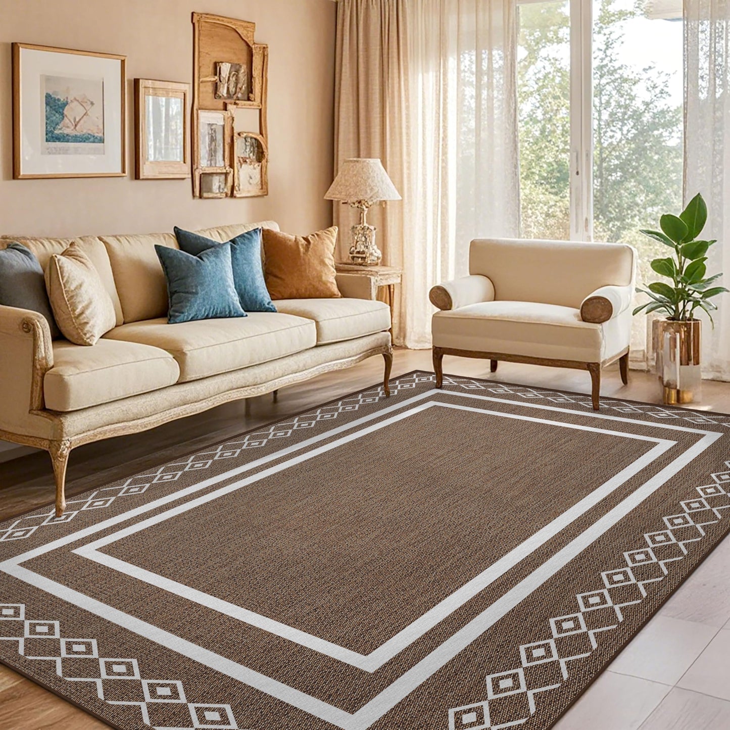 Arenarug Outdoor Patio Rug, Outside Rectangular Carpet, Moroccan Geometric Rugs, Washable Large Indoor Outdoor Rug 8x10 Mats for RV, Picnic, Backyard, Deck, Balcony, Porch, Beach