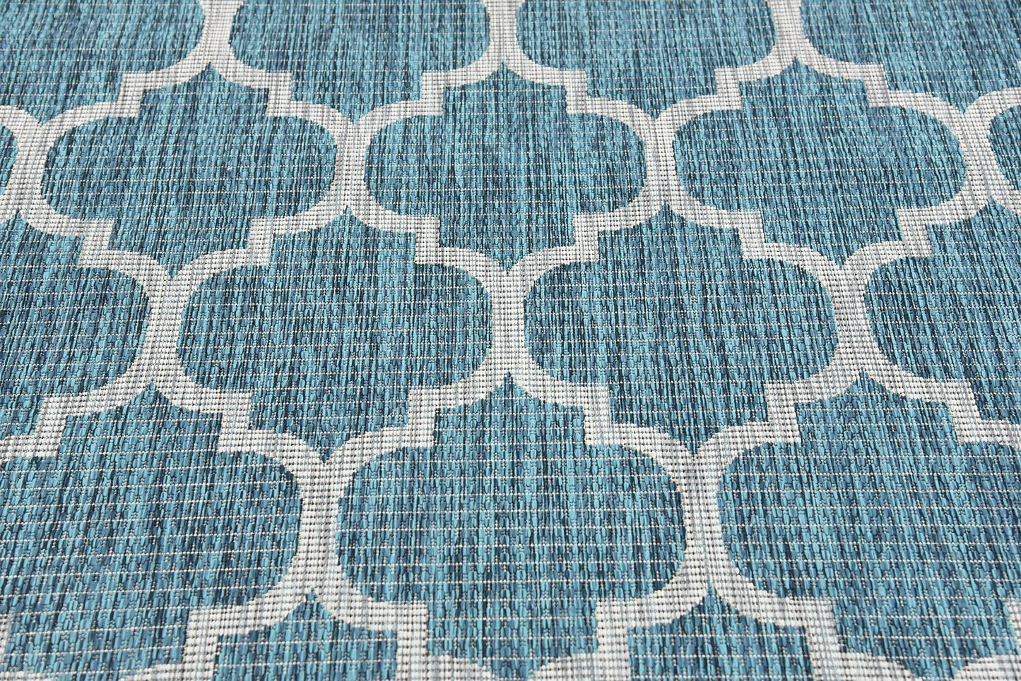 Unique Loom Outdoor Trellis Collection Area Rug (6' 1" x 9' Rectangle, Teal/ Gray)