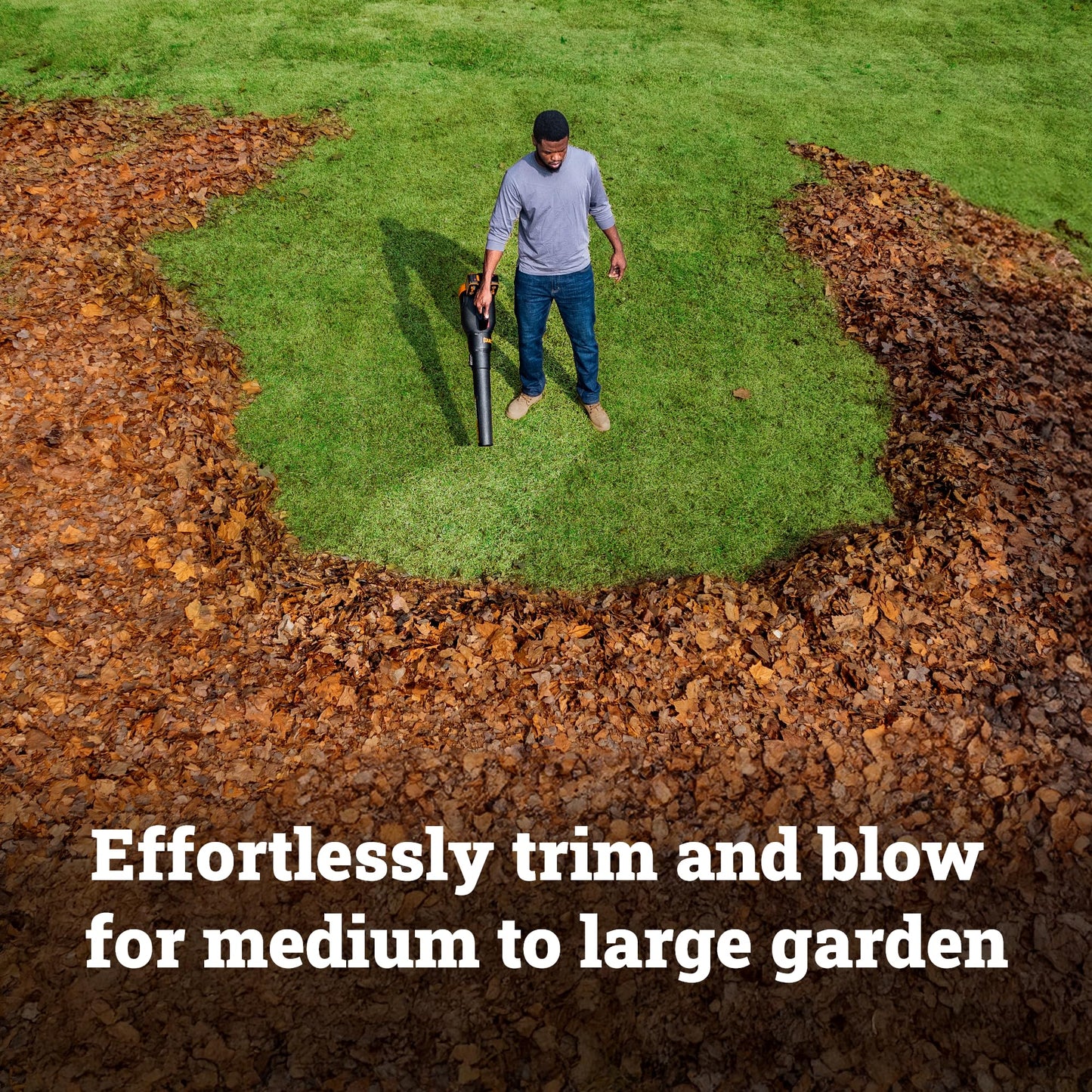WORX Cordless String Trimmer & Leaf Blower Combo, 15'' 40V Weed Eater with Carbon Fiber Shaft, 530 CFM 40V Quiet Electric Blower with 57 dB, 2 × 4.0 Ah Batteries & Charger Included, WP925