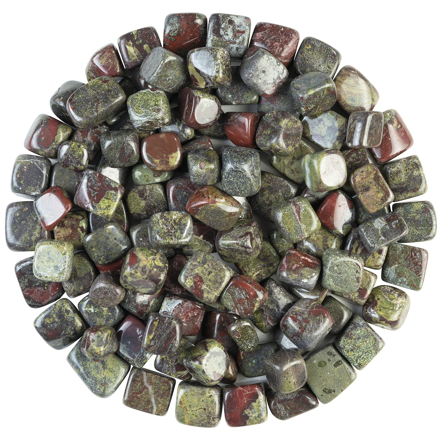 "Crocon 1lb Dragon Bloodstone Tumbled Stones and Crystals Bulk, Polished Stones - Rock Collection - vase Filler tumbles Crystals Healing Reiki - Gemstone Gifts, Good Luck, Fountain tumbles Size 20 mm"