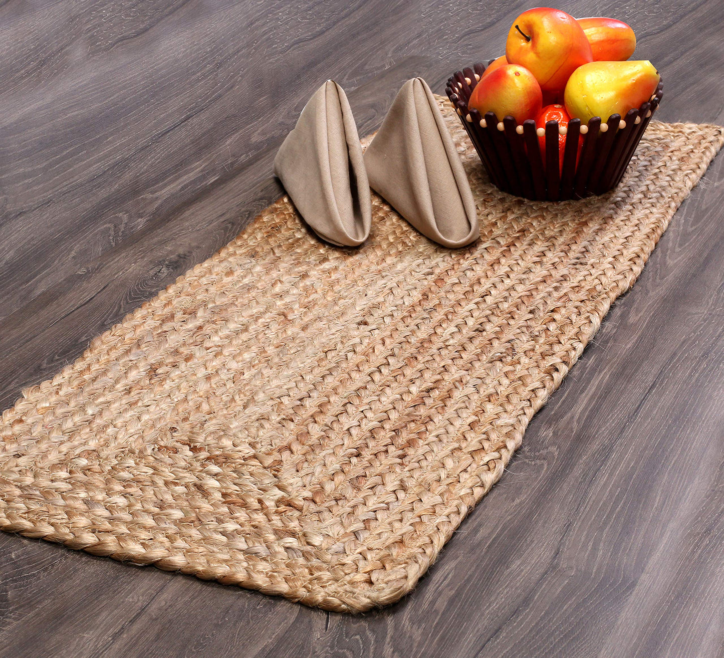 Savi Home Farmhouse Jute Burlap Table Runner 36 Inches Long, Organic Eco-Friendly Rustic Vintage Dining Table Runner, 13x36 Natural Jute Braided Table Runner