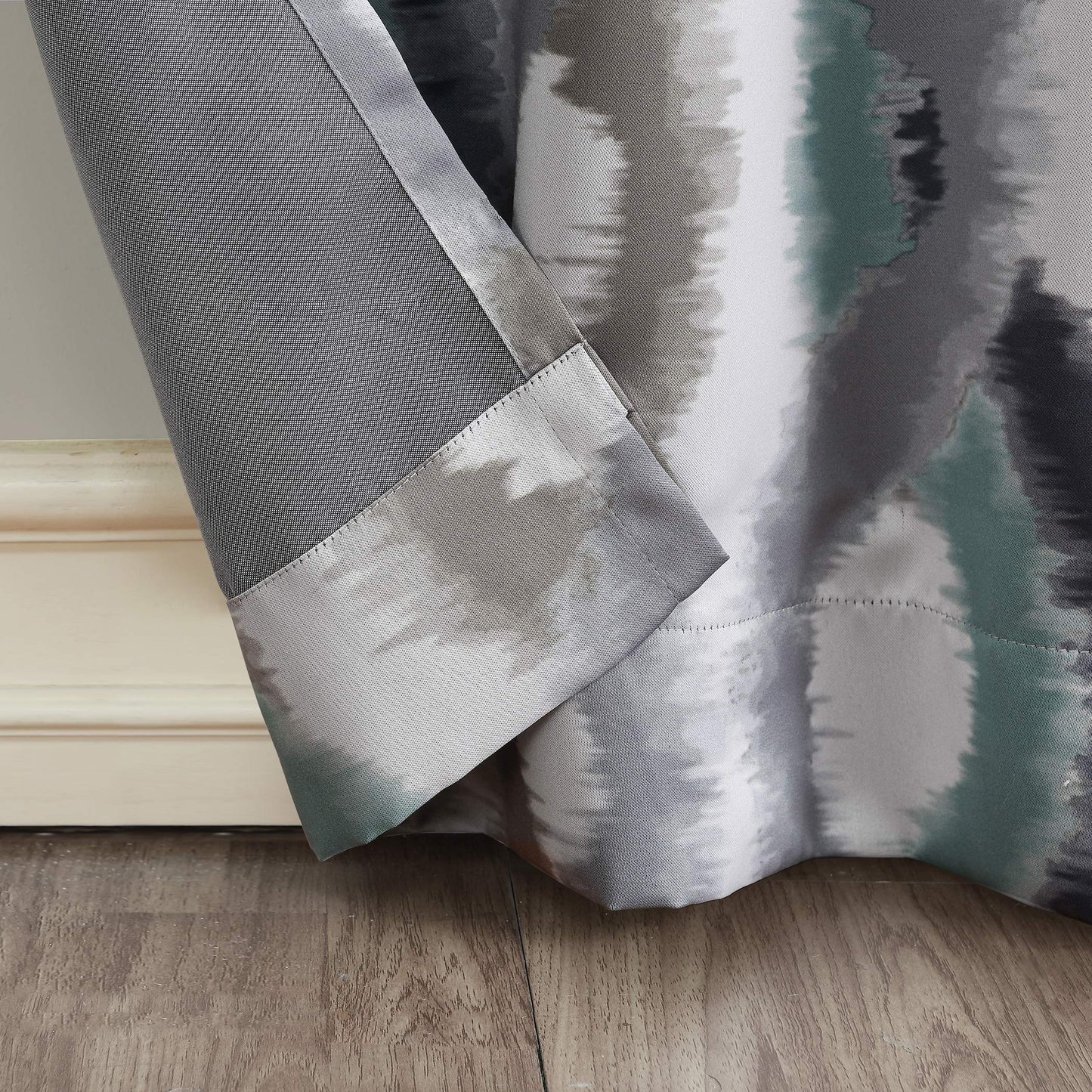 Sun Zero Burbank Watercolor Ogee Energy Efficient Grommet Curtain Panel, 54" x 63", Linen