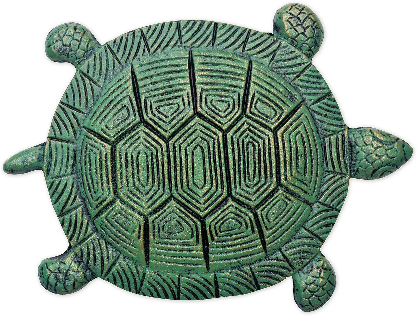 Sunset Vista Designs Garden Path Cast Iron Stepping Stone, 10" x 13", Turtle - Verdigris