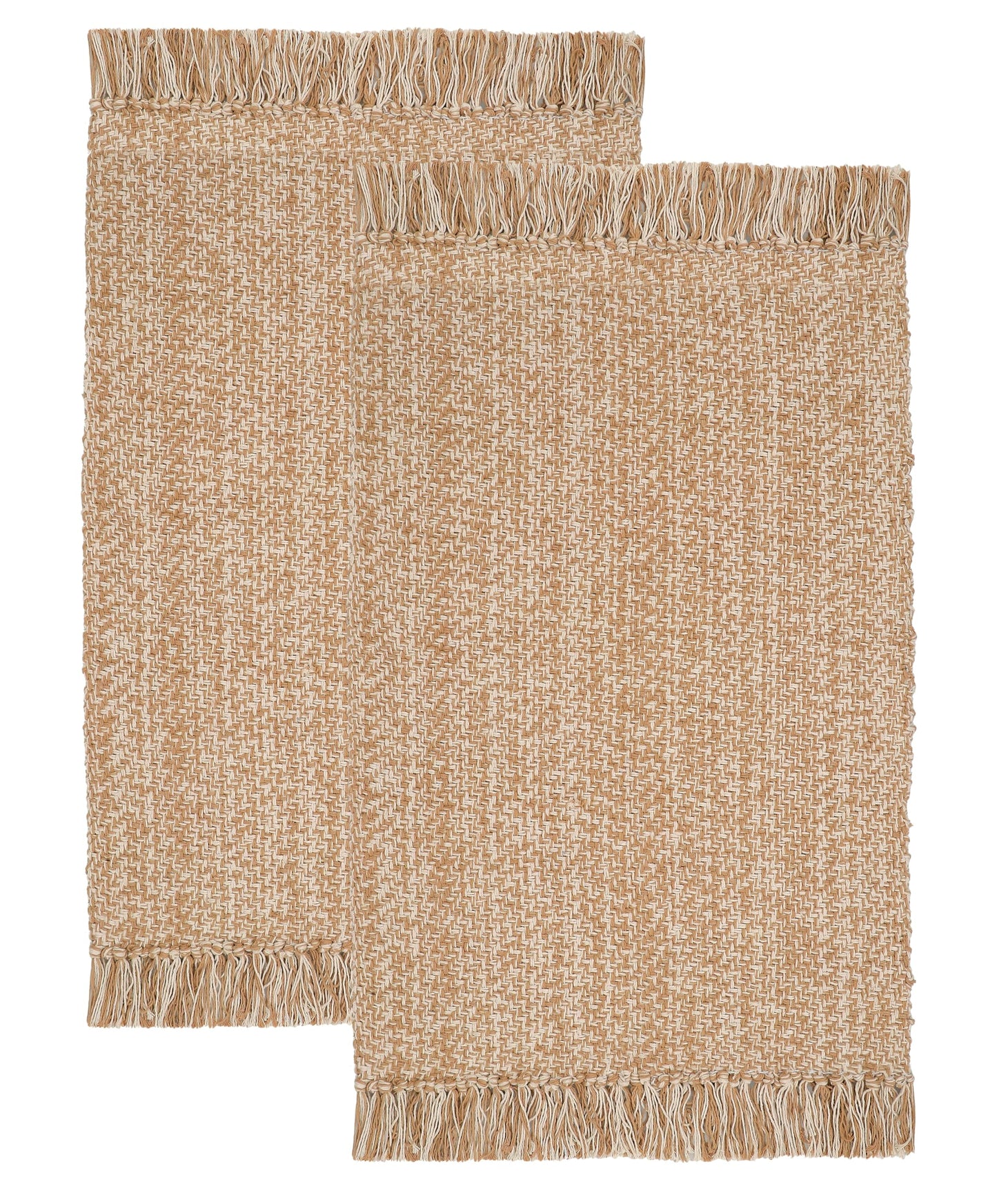 COTTON CRAFT Woven Area Rug - 2 Pack Reversible Boho Farmhouse Rustic Cotton Throw Rug Carpet with Fringe - Machine Washable Accent Mat for Bedroom Living Room Entryway Bathroom - 22x34 - Tan Natural