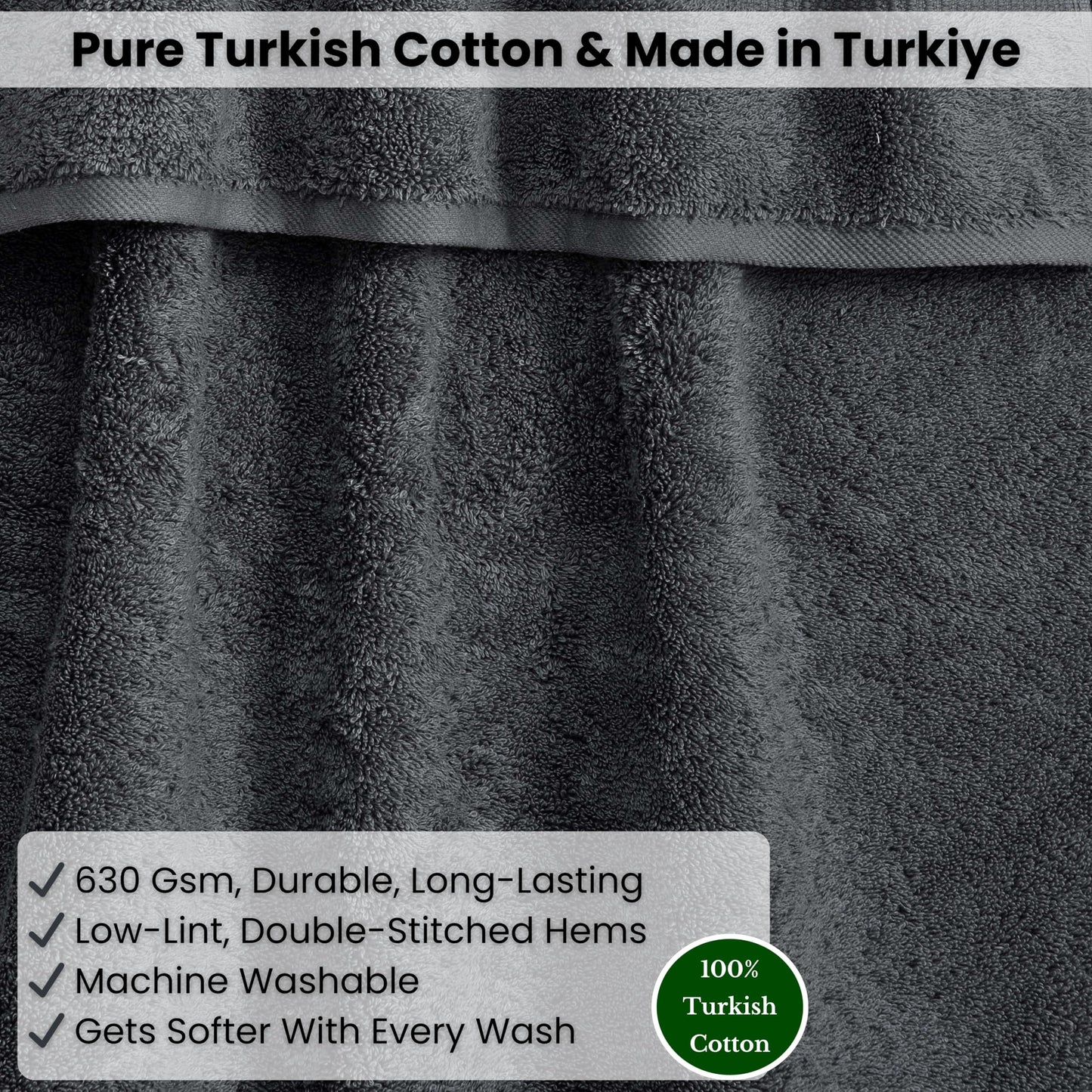 SALBAKOS Luxury 100% Turkish Cotton Bath Sheets 40x80 in Oversized Extra Large Bath Towels | Premium Hotel Quality Thick Soft Absorbent Turkish Towel for Spa Beach (Pack of 1, Gray, Jumbo Bath Sheet)