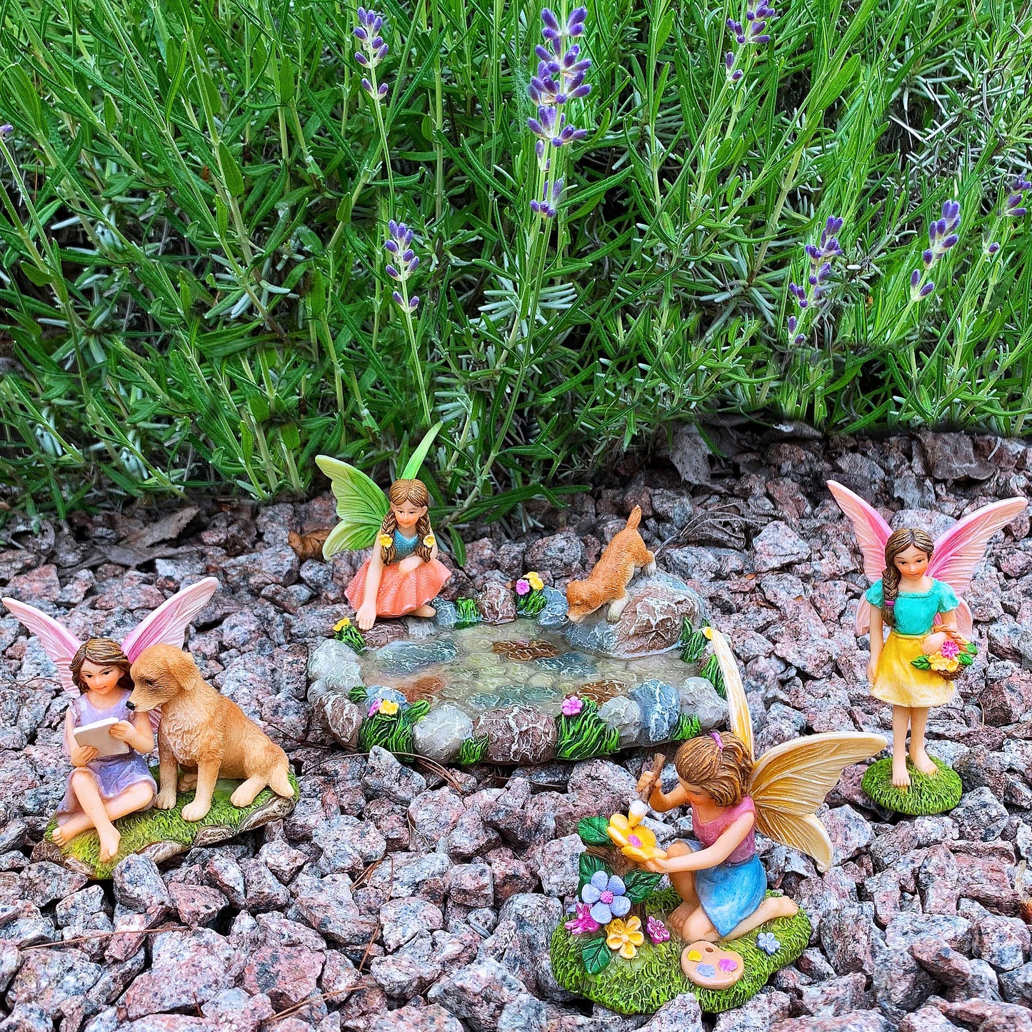 Mood Lab Miniature Garden Decor - Decorative Resin Pond Statues (5 pcs) - Indoor & Outdoor Use