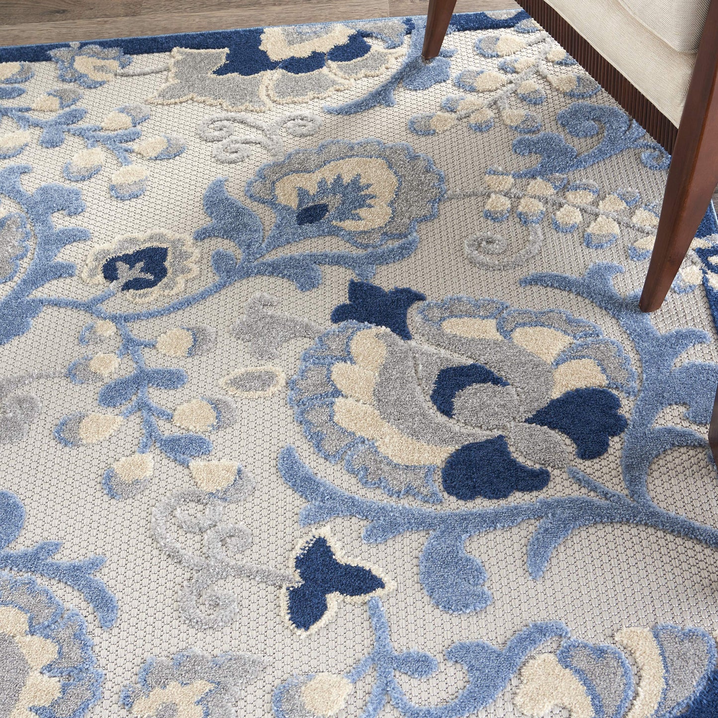 Nourison Home Aloha Blue Grey 3'6" x 5'6" Area Rug - Easy Clean, Non Shedding, Bed Room, Living Room, Dining Room, Kitchen (4' x 6')