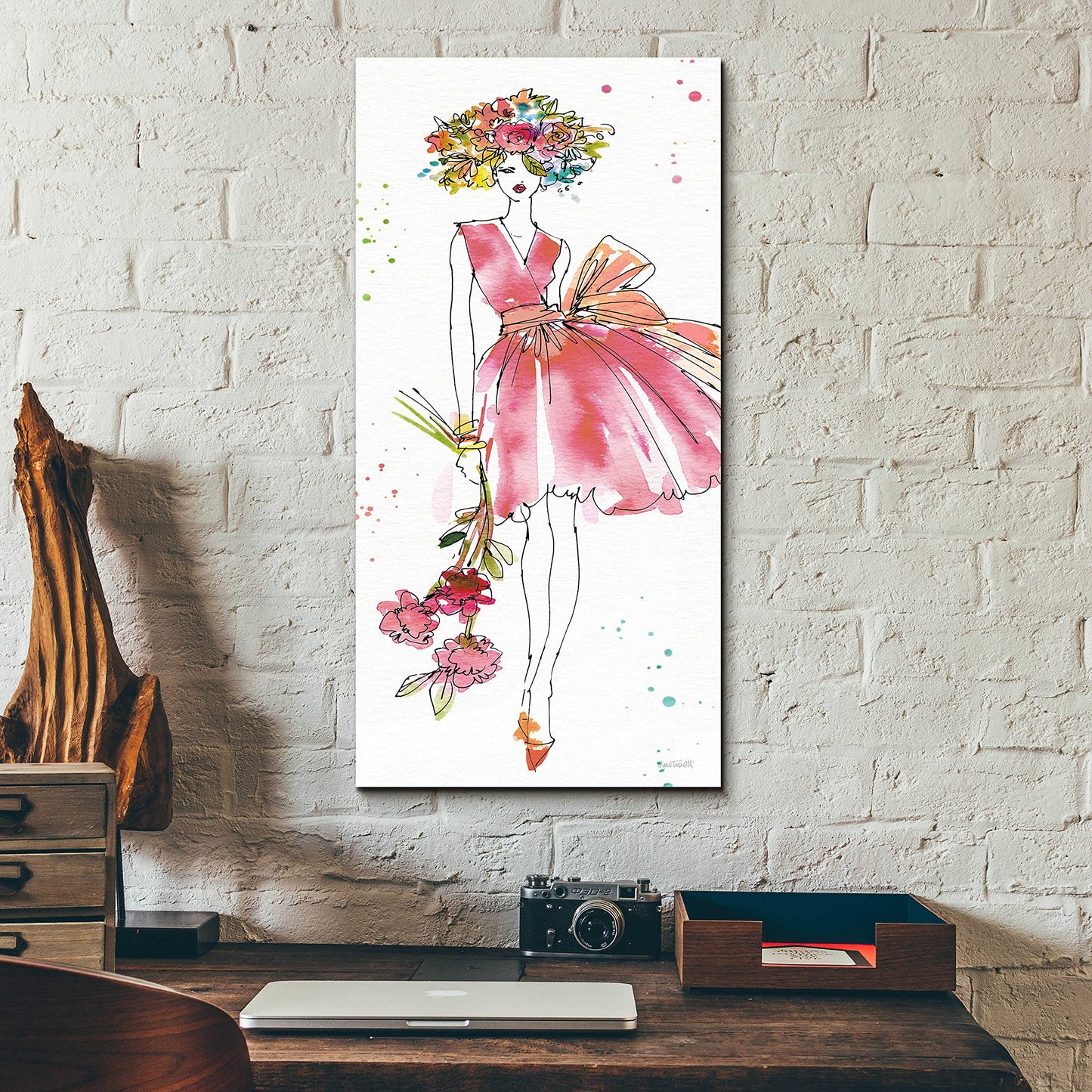 Epic Art 'Floral Figures V' by Ann Tavoletti, Acrylic Glass Wall Art, 12"x24"