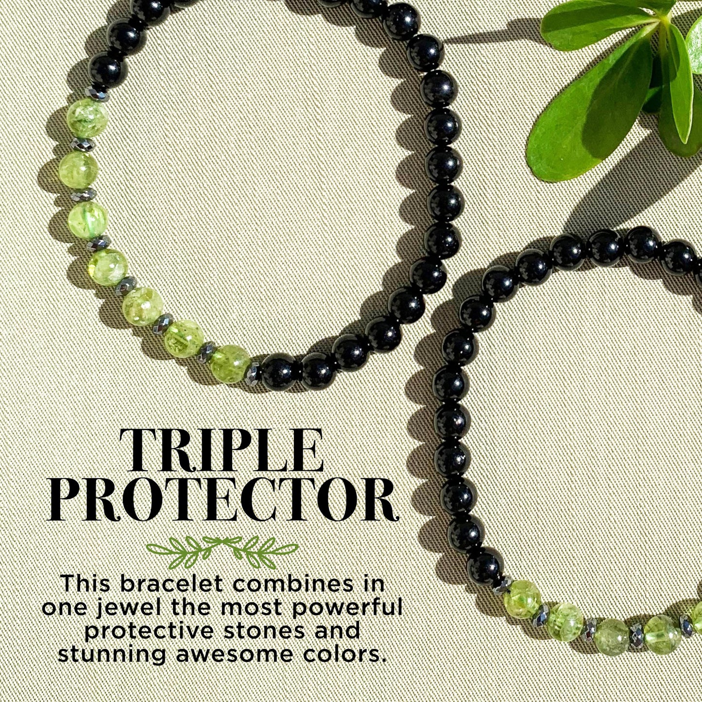 Joyfulmuze Men Gemstones Stretch Bracelet, Peridot Hematite Black Tourmaline, Handmade Spiritual Jewelry for Men, Natural Black Green Gems, Healing Chakra Bracelet, Fits 7-8.5" (peridot tourmaline)