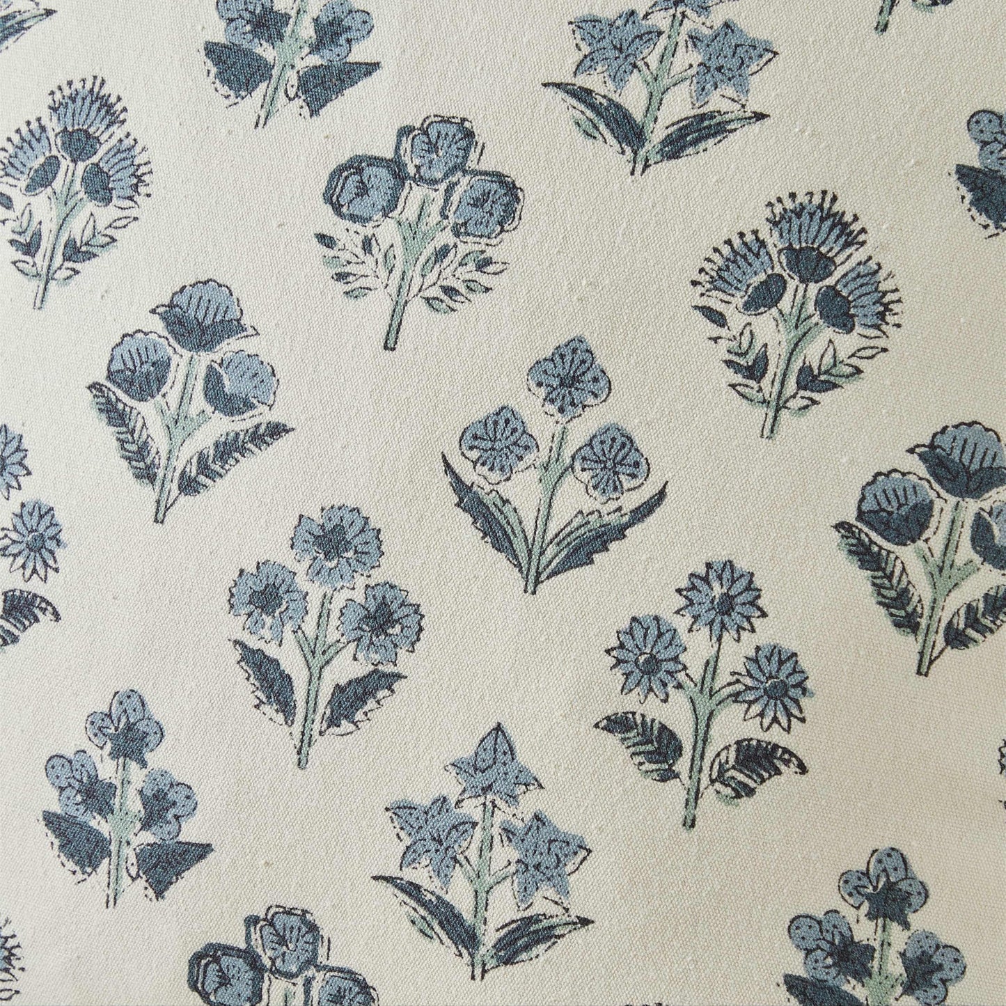 YZJZEDS 100% Cotton Floral Pillow Covers Set of 2, Double Sided Block Print Boho Decorative Throw Pillow Cases, Farmhouse Style Cushion Covers for Home Decor, 18x18 Inches Dusty Blue