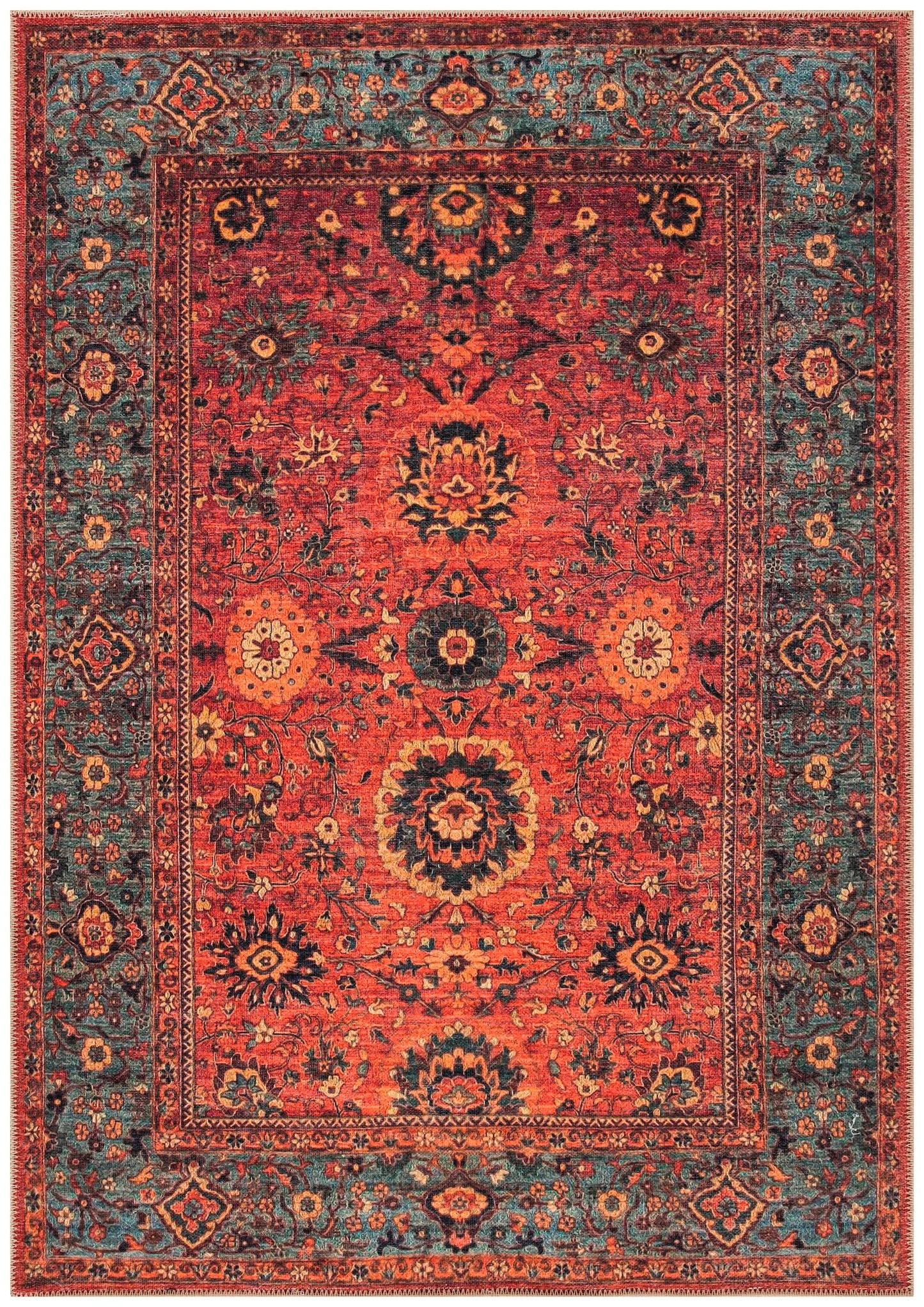 Keen Home Design 48"x72" Rug - Machine Washable Area Rug with Non-Slip Backing, Ideal for Living Room, Dining Room, Bedroom - Vintage, Easy Clean, Durable, Low Pile Rug - (4' x 6')