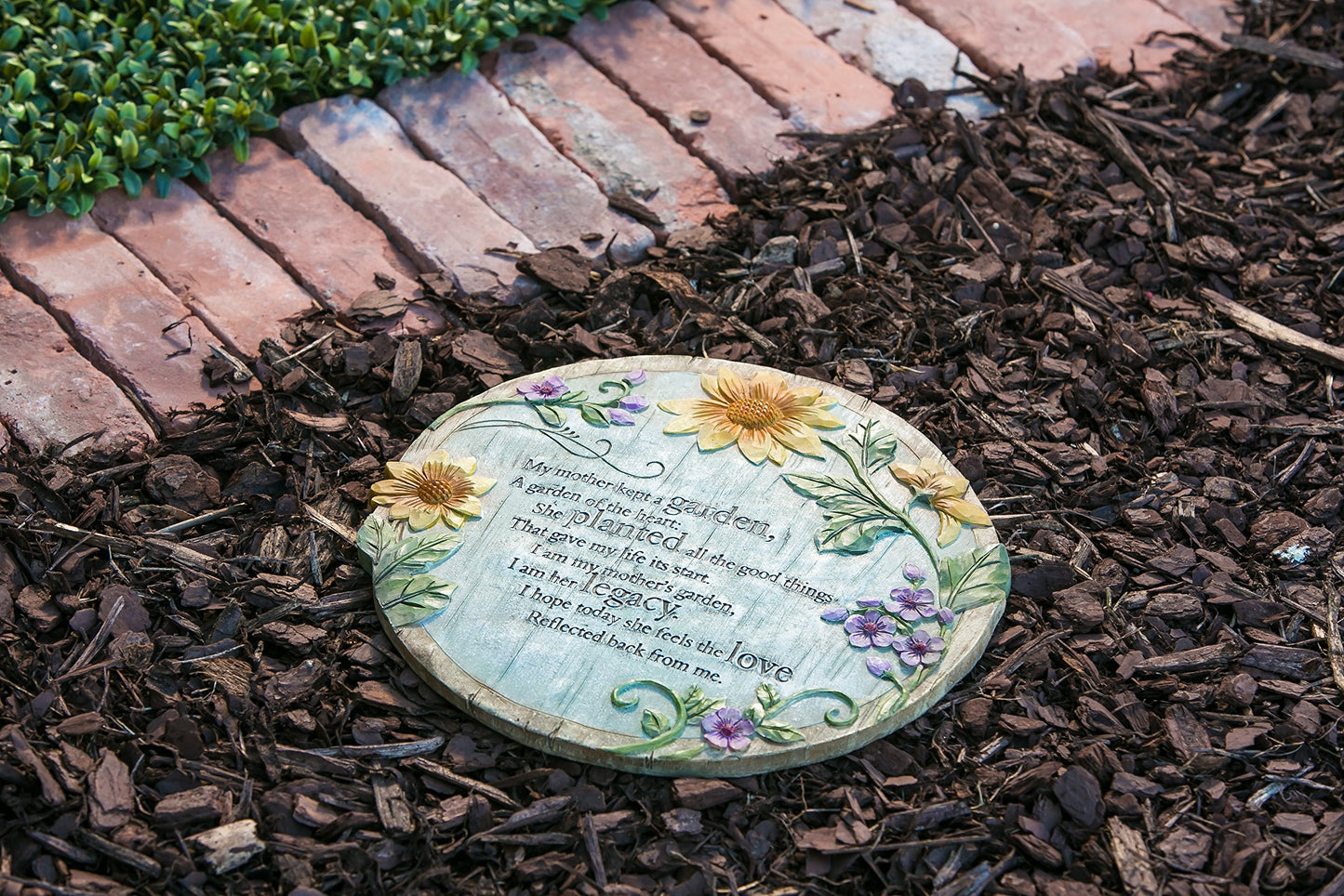 Evergreen Flag Memorial Stones | My Mother Kept a Garden | 12 Inches Wide | Remembrance Decor for Homes, Lawn and Garden | Outdoor or Indoor