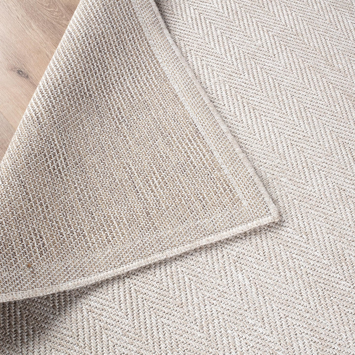 CAMILSON Easy Jute Rug 10x14, Indoor Outdoor Off-White Color Fiber Area Rugs for Living Room and Patio Rug Herringbone Boho Woven Design Easy-Cleaning Washable Outside Carpet Alfombras 10 x 14