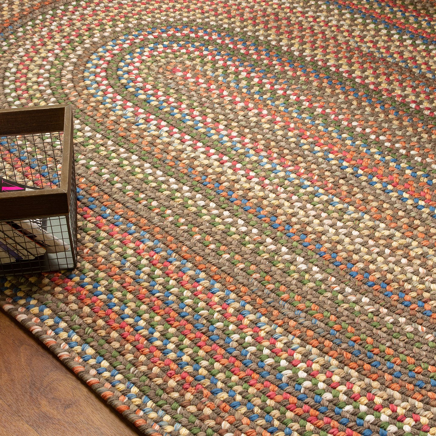 Super Area Rugs Roxbury American Made Braided Rug for Indoor Outdoor Spaces, Dk. Taupe/Natural Multi, 2' X 3' Oval