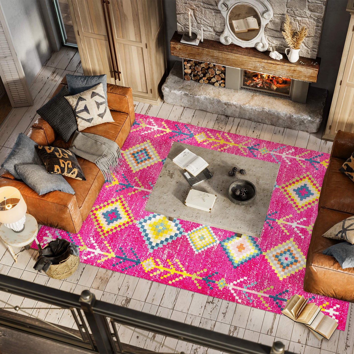 JONATHAN Y Tribal Love Geometric Pink/Multi Indoor Area Rug, 4x6, Bohemian, Casual, Easy-Cleaning for Living Room, Bedroom, Kitchen, Pet Friendly, Non-Shedding (MOH105B-4)