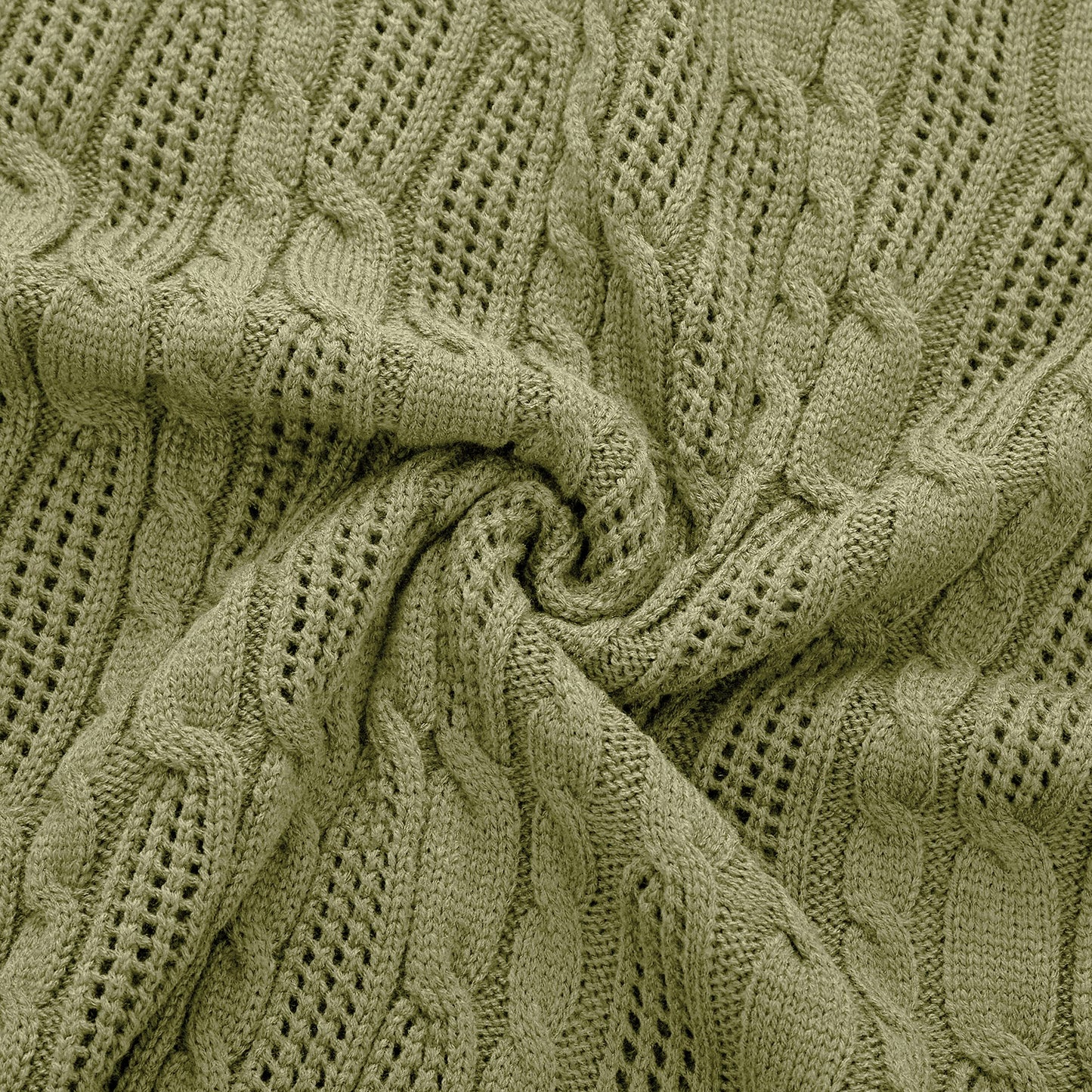 Aormenzy Cable Knit Throw Blankets 30 x 40 Inches, Soft Cozy and Lightweight Knitted Blanket, Machine Washable 100 Percent Acrylic Blanket, Decorative Throw Blanket for Couch Sofa Bed, Olive Green