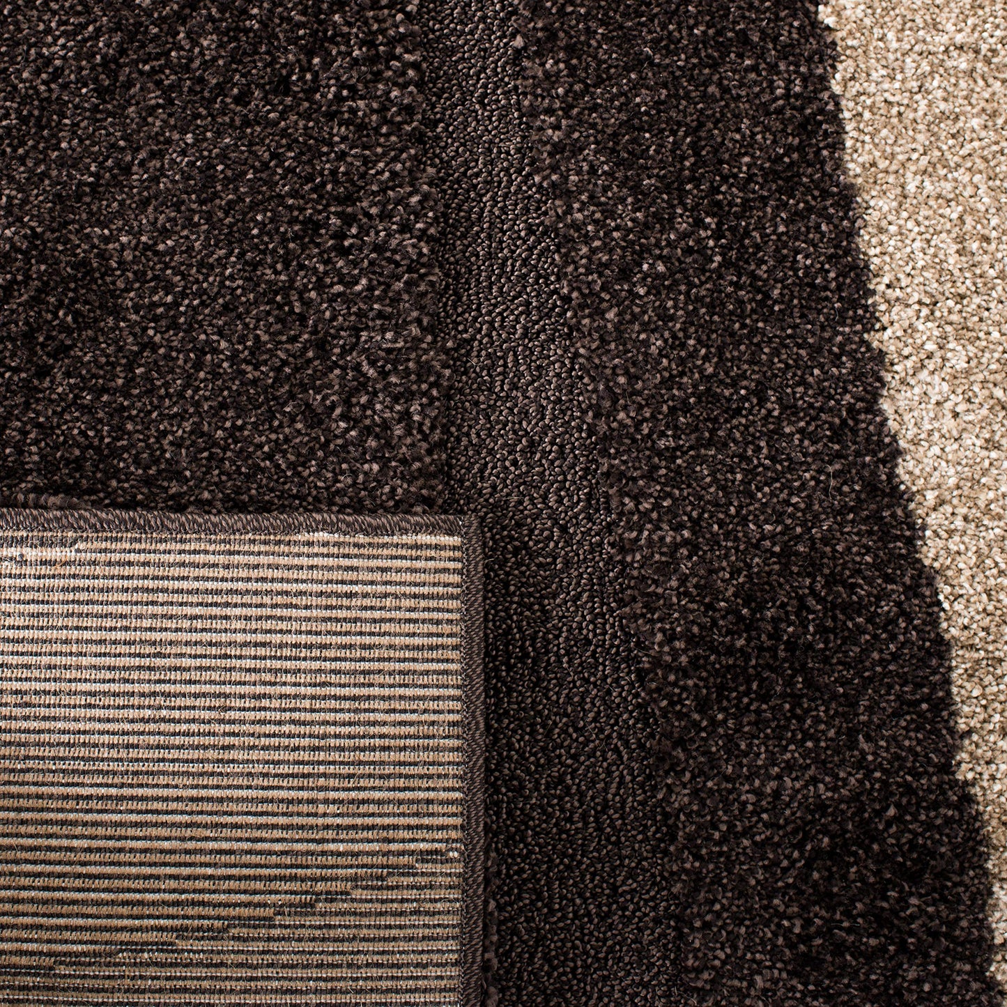 SAFAVIEH Florida Shag Collection Accent Rug - 3'3" x 5'3", Dark Brown & Beige, Non-Shedding & Easy Care, 1.2-inch Thick Ideal for High Traffic Areas in Entryway, Living Room, Bedroom (SG451-2813)