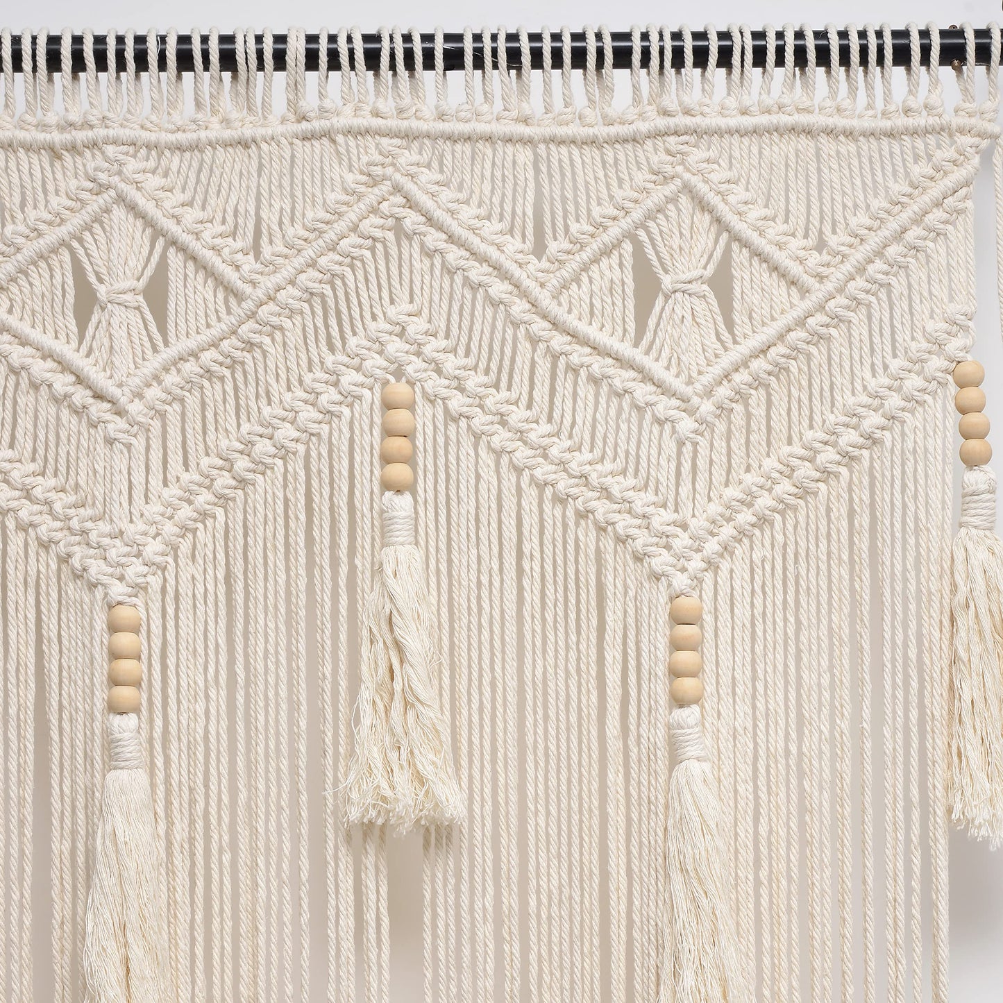 GCOVELIS Boho Curtains for Bedroom Macrame for Windows Living Room Boho Decor Large Macrame Wall Hanging Beaded Curtain for Doorway Closet Curtains Wedding Backdrop, 1 Panel 52''W x 72''L
