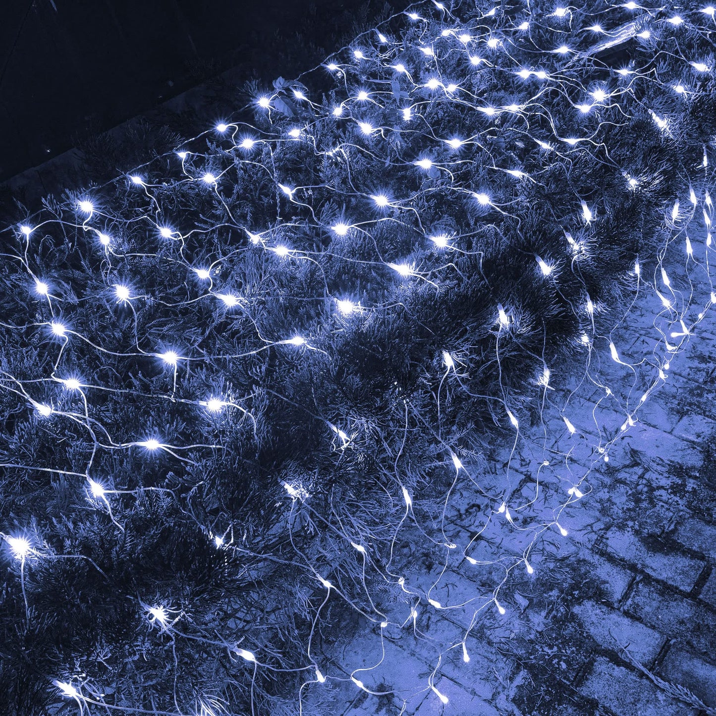 Dazzle Bright Christmas 360 LED Net Lights, 12FT x 5 FT Connectable Waterproof String Lights Clear Wire with 8 Modes, Christmas Decorations for Indoor Outdoor Xmas Party Yard Garden Decor (White)