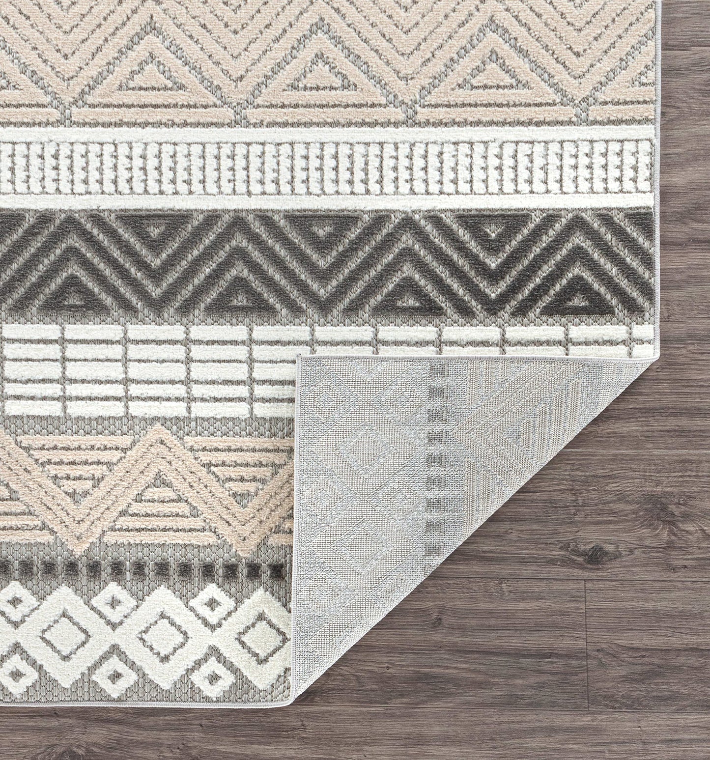 Rugshop Marbella Contemporary Boho Non-Shedding Patio Deck Backyard Indoor/Outdoor Area Rug 5' x 7' Gray