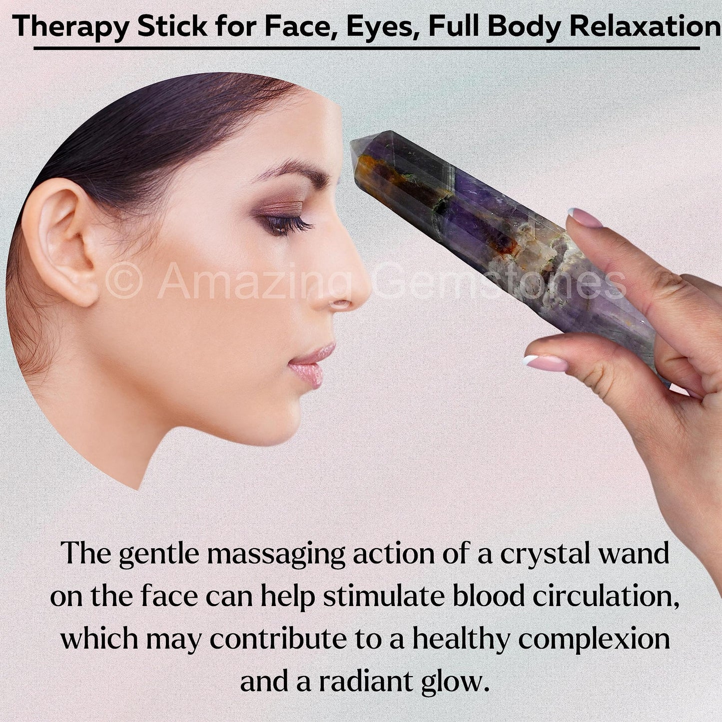 Amethyst Chevron Crystal Wand Massage Stick - Pelvic Wand Gua Sha for Adults - Crystals and Healing Stones Massage Wands for Adults Gifts (Pointed)