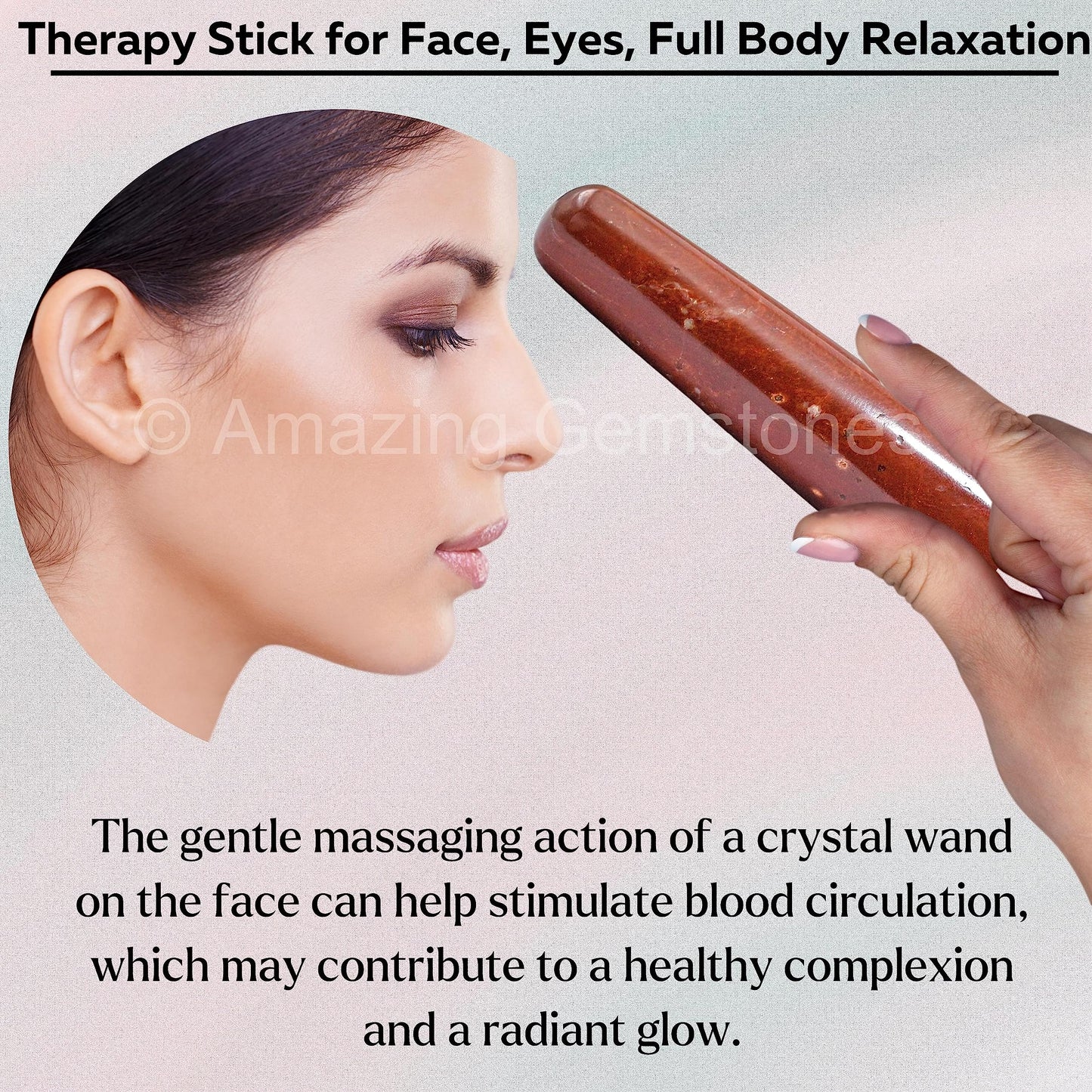 Amazing Gemstone Red Jasper Crystal Wand Massage Stick - Pelvic Wand Gua Sha for Adults - Crystals and Healing Stones Massage Wands for Adults Gifts (Smooth)
