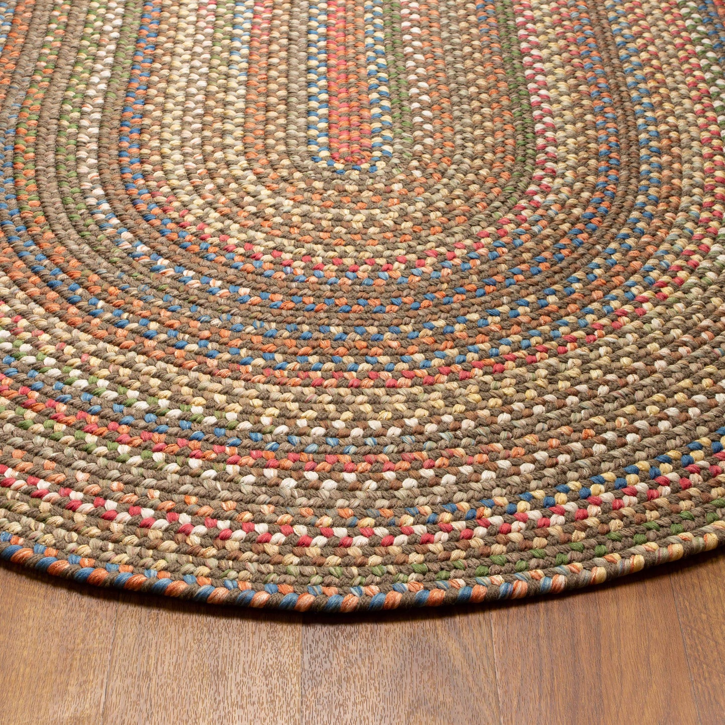 Super Area Rugs Roxbury American Made Braided Rug for Indoor Outdoor Spaces, Dk. Taupe/Natural Multi, 2' X 3' Oval