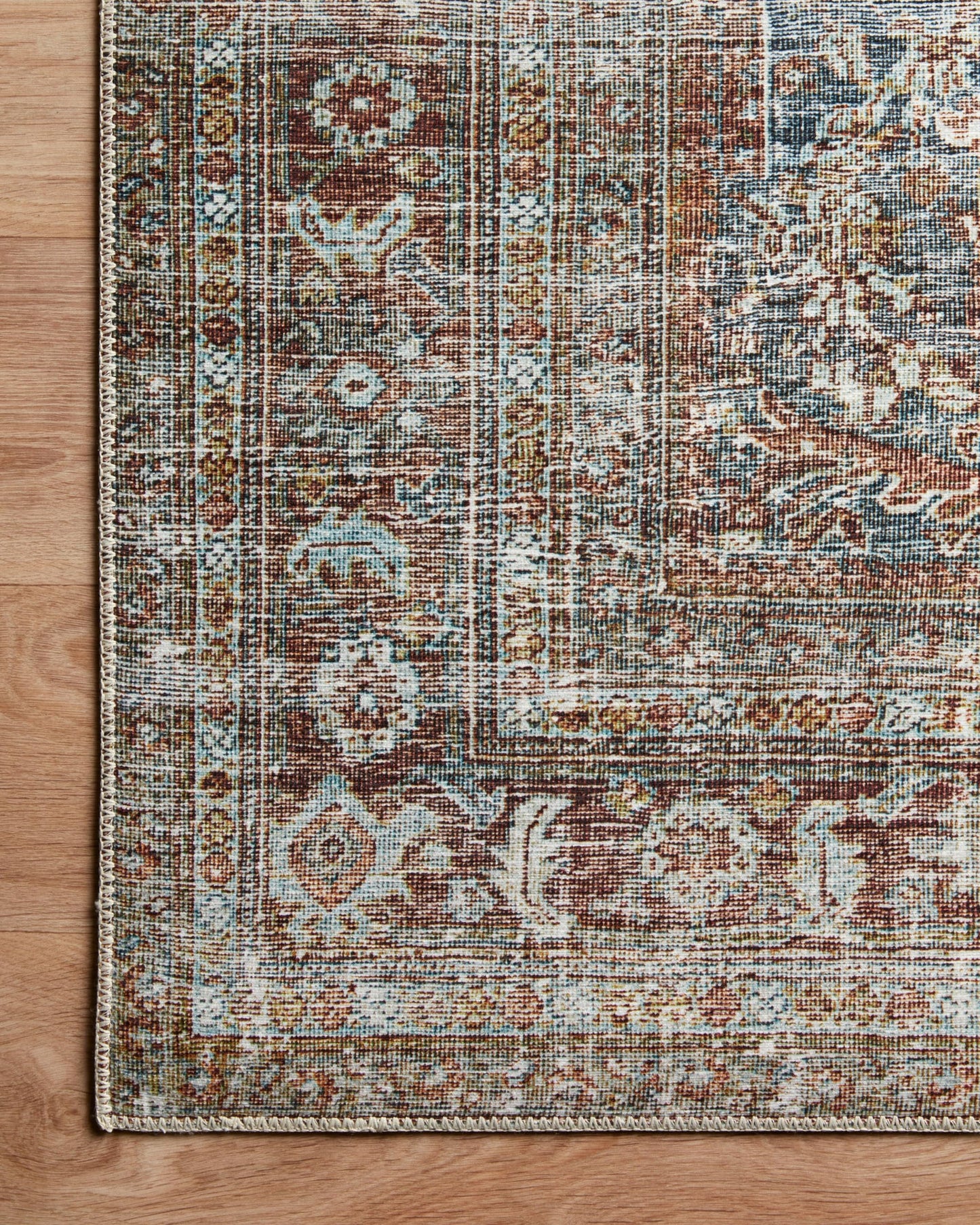 Loloi Chris Loves Julia Jules Collection JUL-05 Lagoon/Brick 7'-6'' x 9'-6'', .13" Pile Height, Area Rug