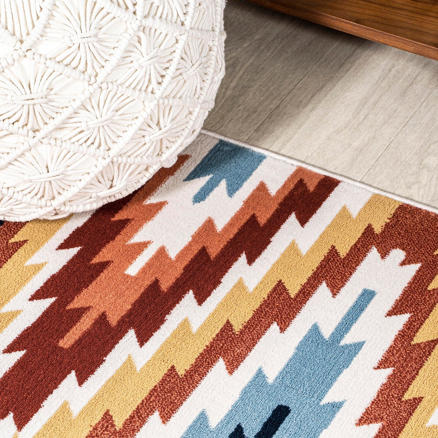 JONATHAN Y Diamond Kilim Yellow/Red/Blue Indoor Area Rug 4X6 ft, Konya Geometric for Living Room, Bedroom, Kitchen, Office, Easy-Cleaning, High Traffic, Pet-Friendly, Non-Shedding SWC101A-4