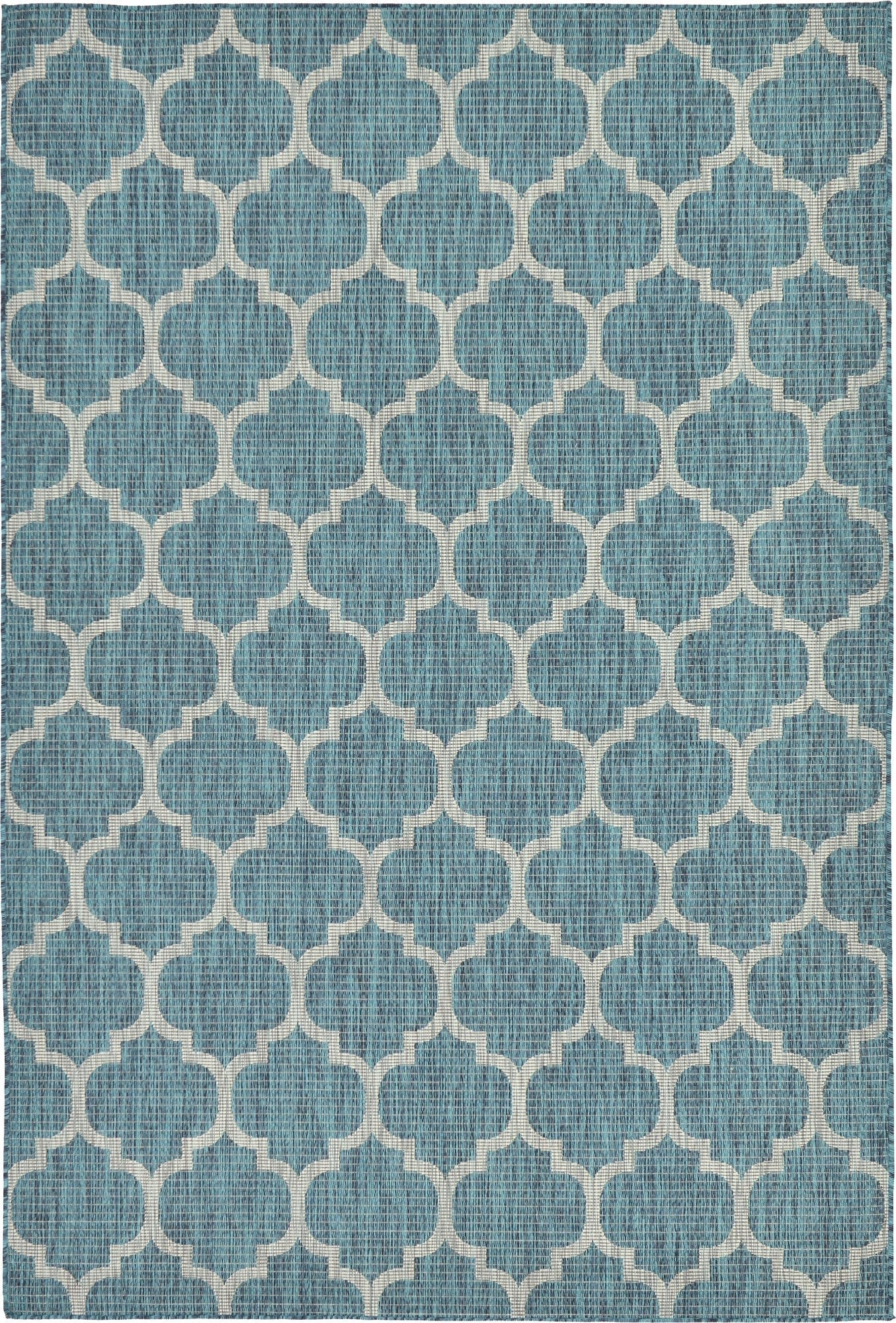 Unique Loom Outdoor Trellis Collection Area Rug (6' 1" x 9' Rectangle, Teal/ Gray)
