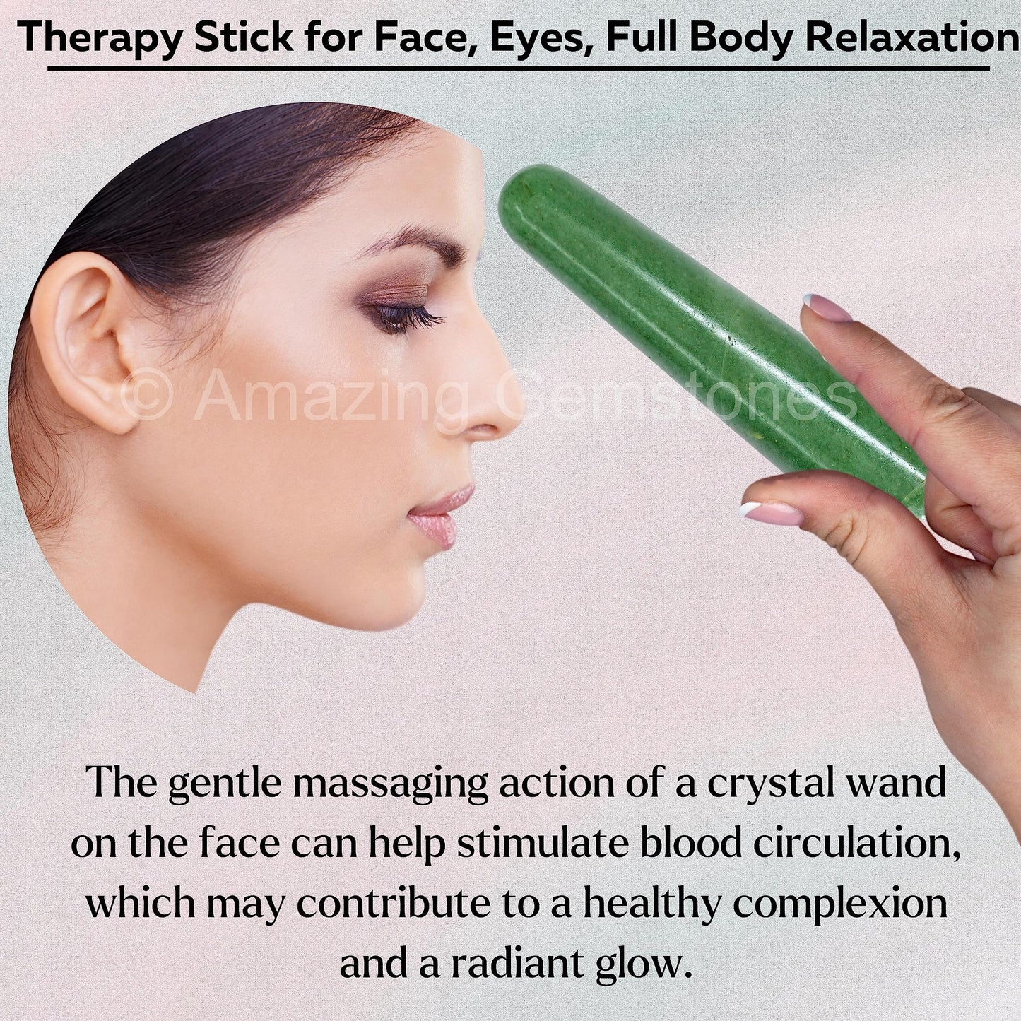 Amazing Gemstone Green Aventurine Crystal Wand Massage Stick - Pelvic Wand Gua Sha for Adults - Crystals and Healing Stones Massage Wands for Adults Gifts (Smooth)