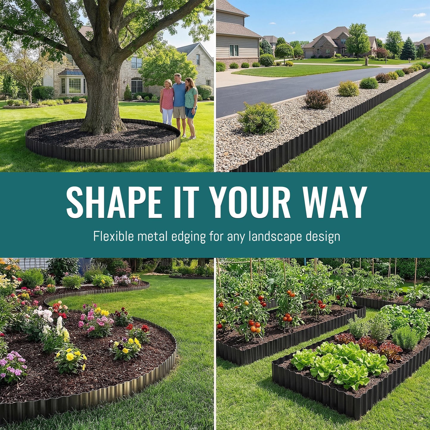 ZXZYHFTY Corrugated Metal Garden Edging, 6" x 40Ft Black Landscape Border for Lawn, Flower Beds, Paver Edging, Durable Garden Fence.