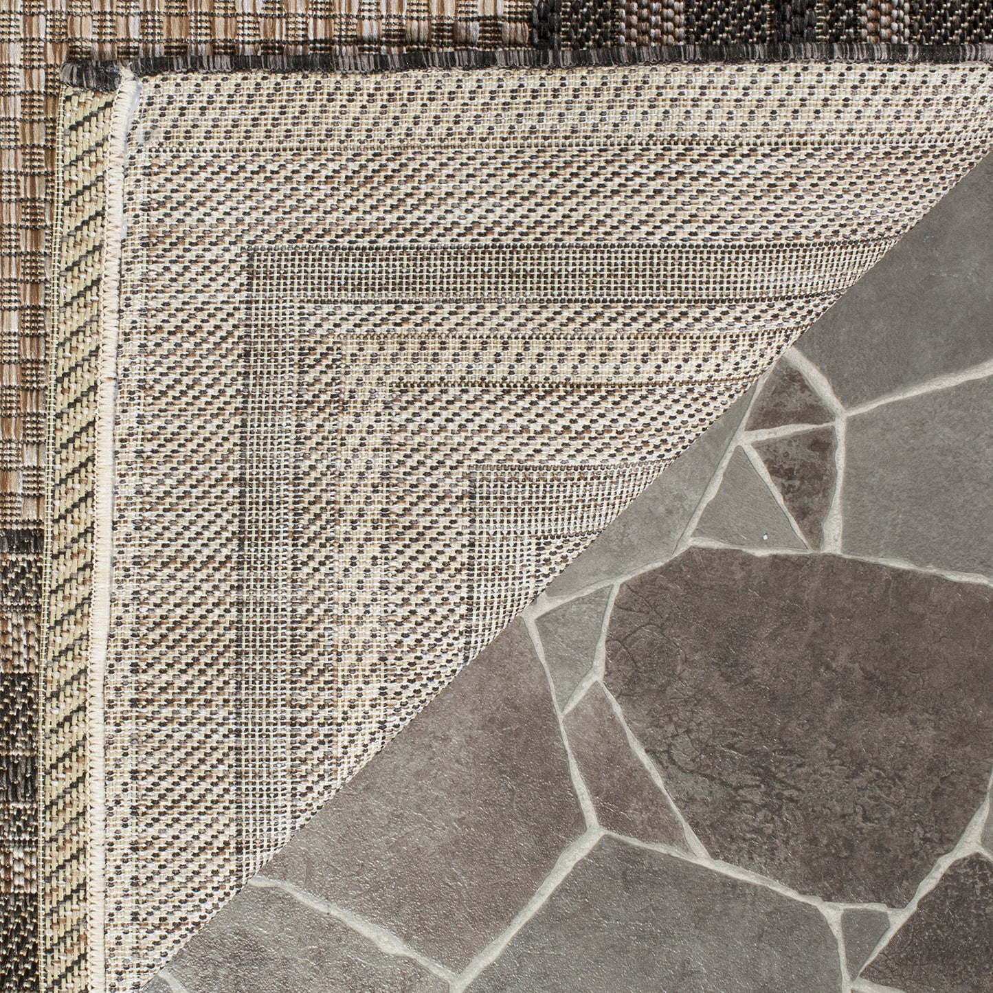 SAFAVIEH Washable Rug Outdoor Courtyard Collection - 10' x 14', Natural & Black, Non-Shedding & Easy Cleaning, Ideal for Patio, Backyard, Mudroom (CY8475-37312)