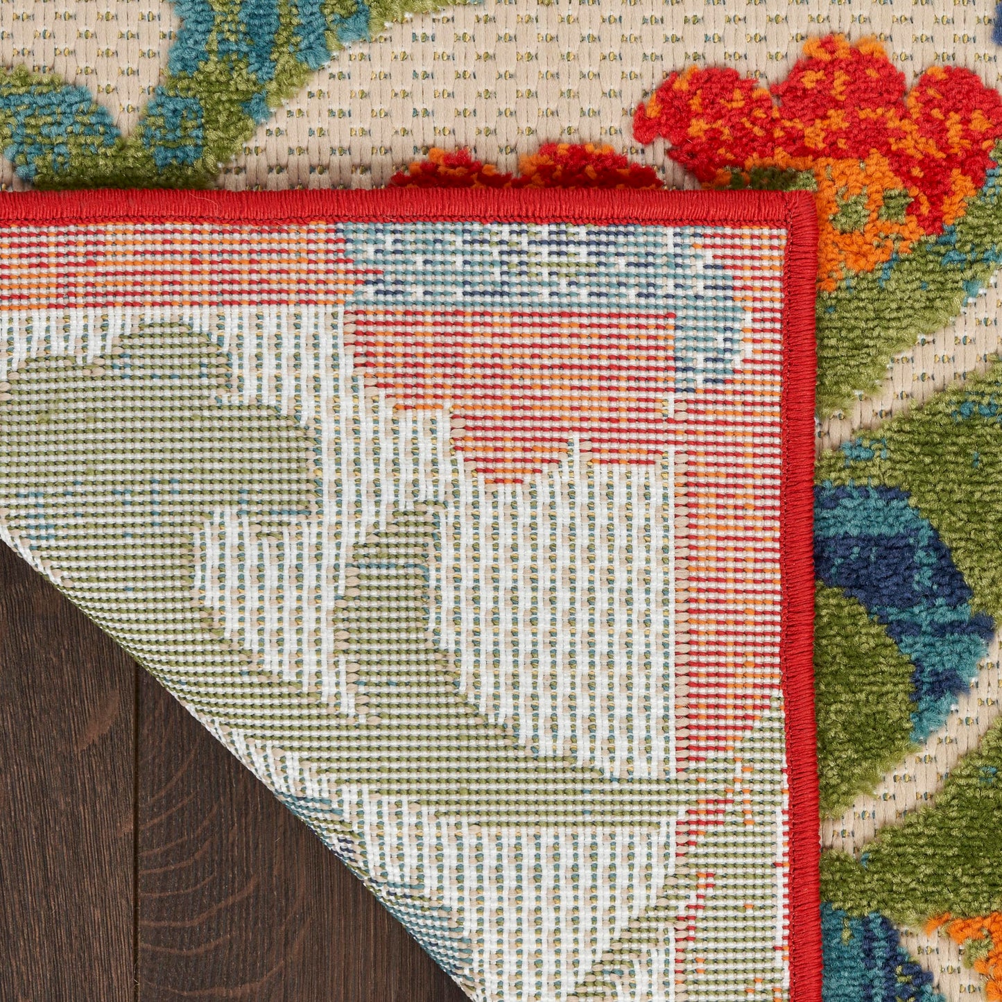 Nourison Home Aloha Red Multicolor 3'6" x 5'6" Area Rug - Easy Clean, Non Shedding, Bed Room, Living Room, Dining Room, Kitchen (4' x 6')