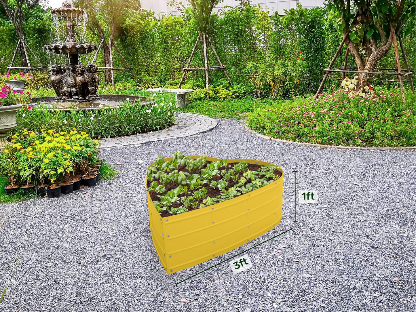 Plant & Plot Galvanized Raised Garden Beds Outdoor // Planter Raised Beds for Gardening, Vegetables, Flowers // Large Metal Garden Box (Yellow) // Tool-Free Assembly