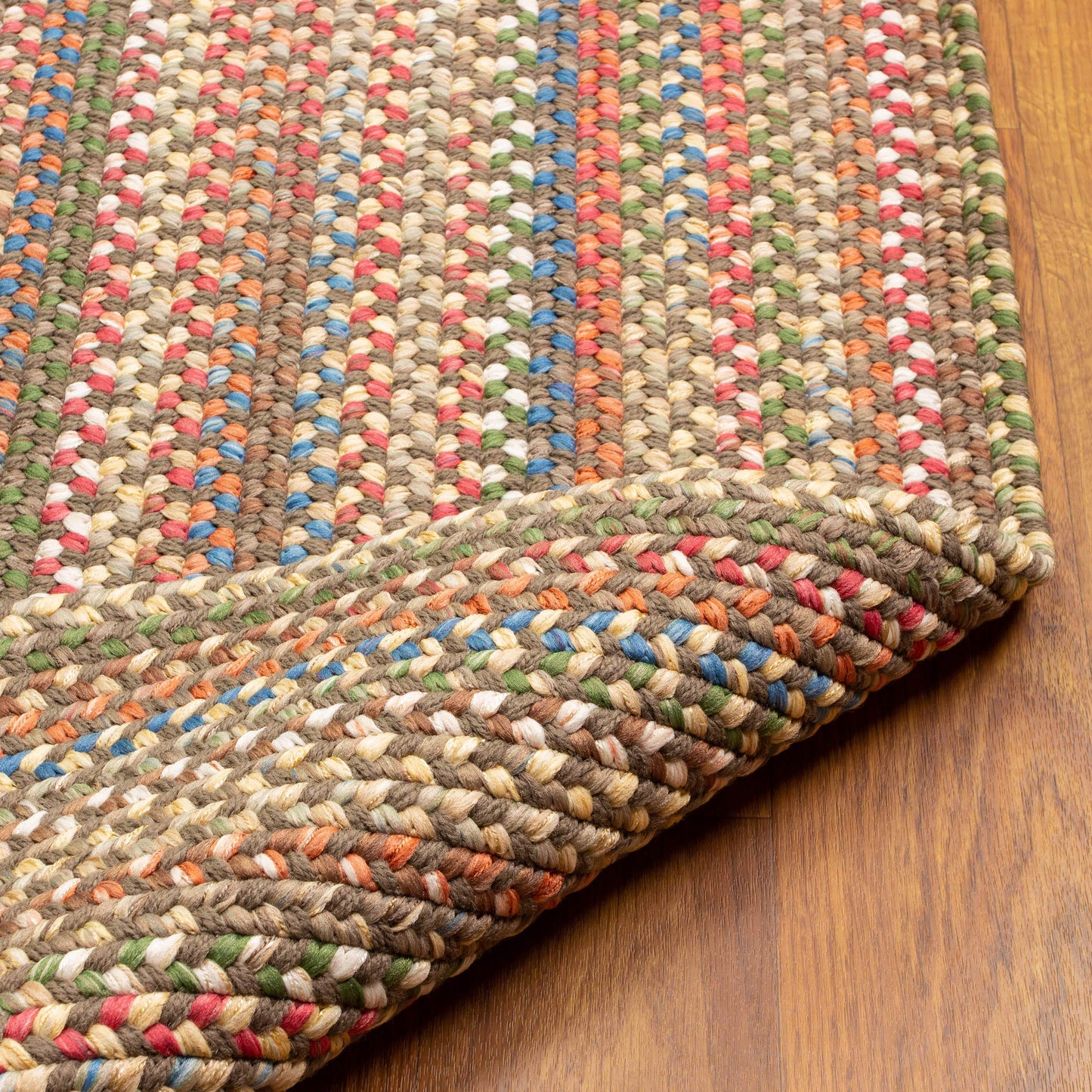 Super Area Rugs Roxbury American Made Braided Rug for Indoor Outdoor Spaces, Dk. Taupe/Natural Multi, 2' X 3' Oval