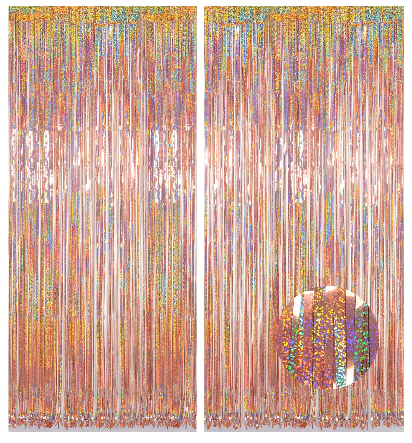 Photo Backdrop for Mothers Day Decorations, Melsan Rose Gold Tinsel Backdrop 2 Pack, Sparkle Foil Fringe Curtains for Rose Gold Birthday Decorations, 3.2 ft x 8.2 ft
