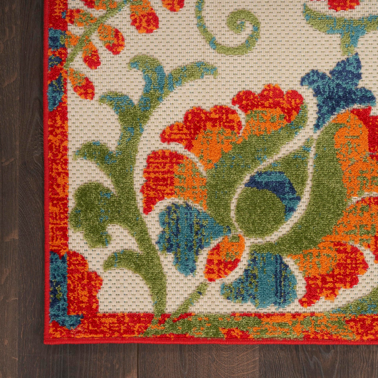 Nourison Home Aloha Red Multicolor 3'6" x 5'6" Area Rug - Easy Clean, Non Shedding, Bed Room, Living Room, Dining Room, Kitchen (4' x 6')