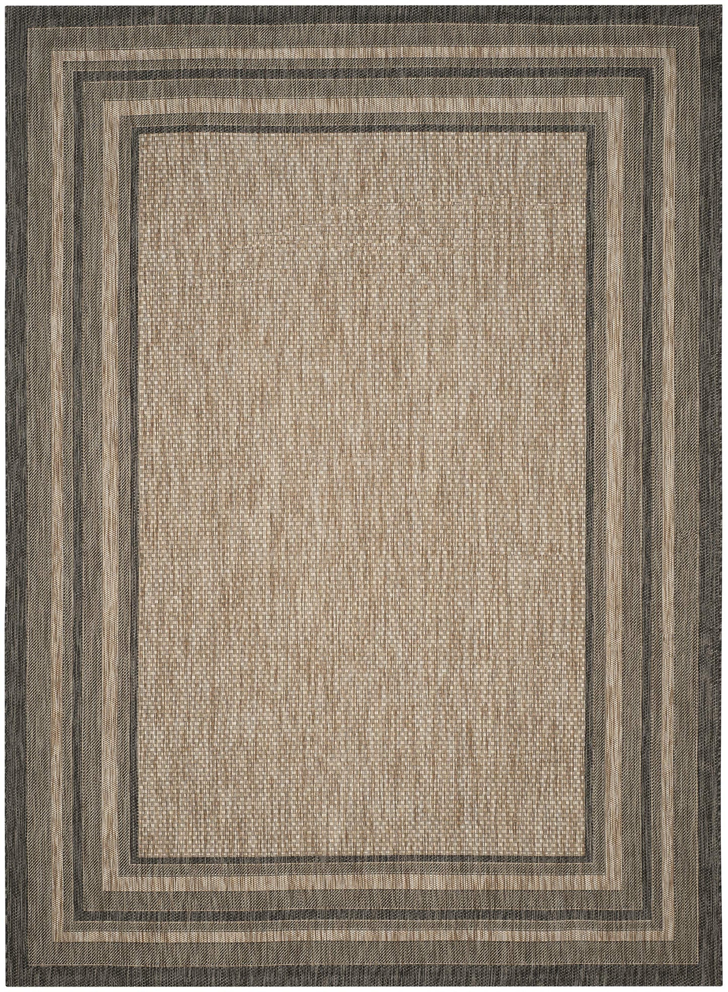 SAFAVIEH Washable Rug Outdoor Courtyard Collection - 10' x 14', Natural & Black, Non-Shedding & Easy Cleaning, Ideal for Patio, Backyard, Mudroom (CY8475-37312)
